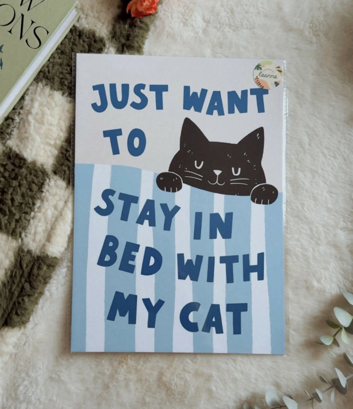 Just Want To Stay In Bed With My Cat Print - Image 3