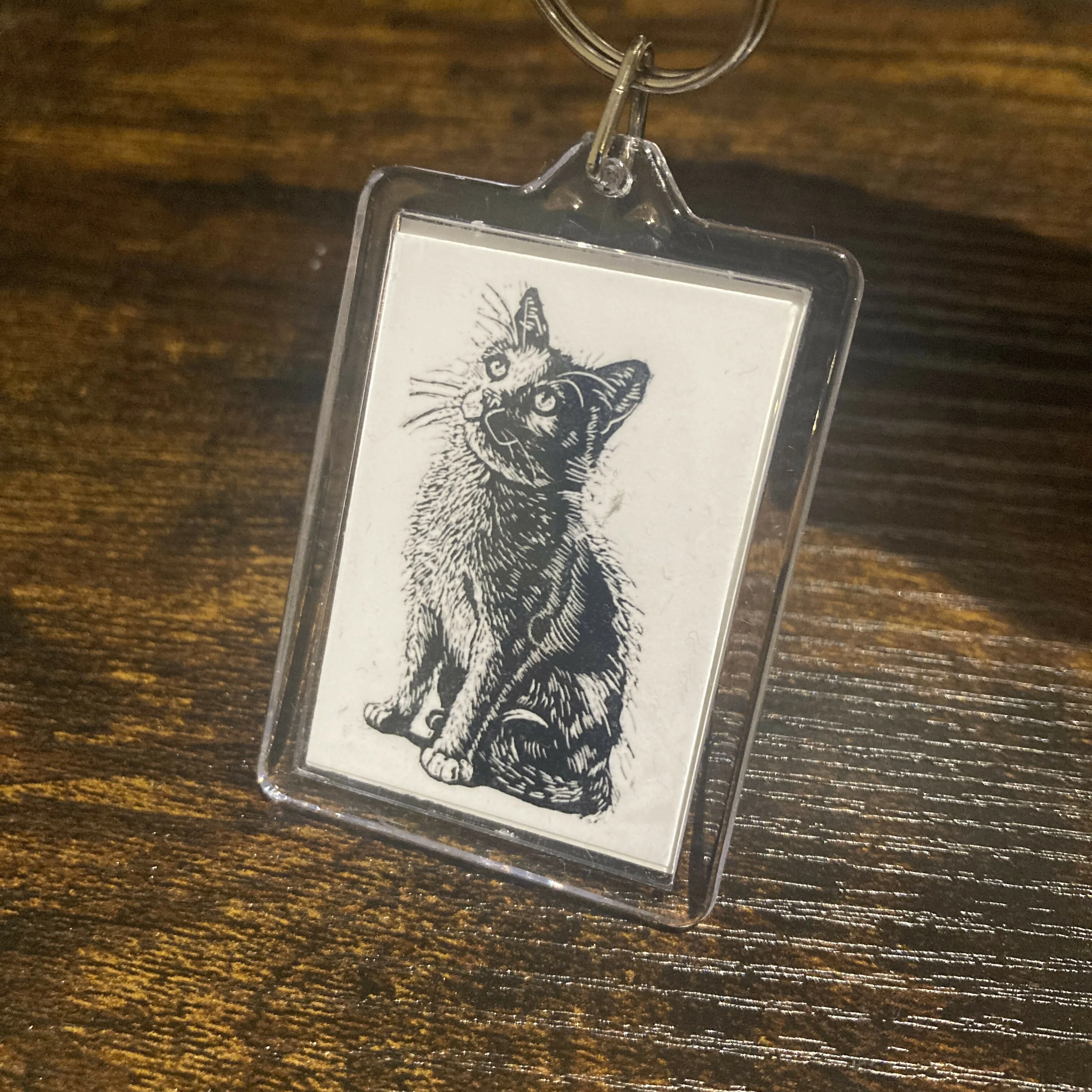 Keyring - B&W Cat