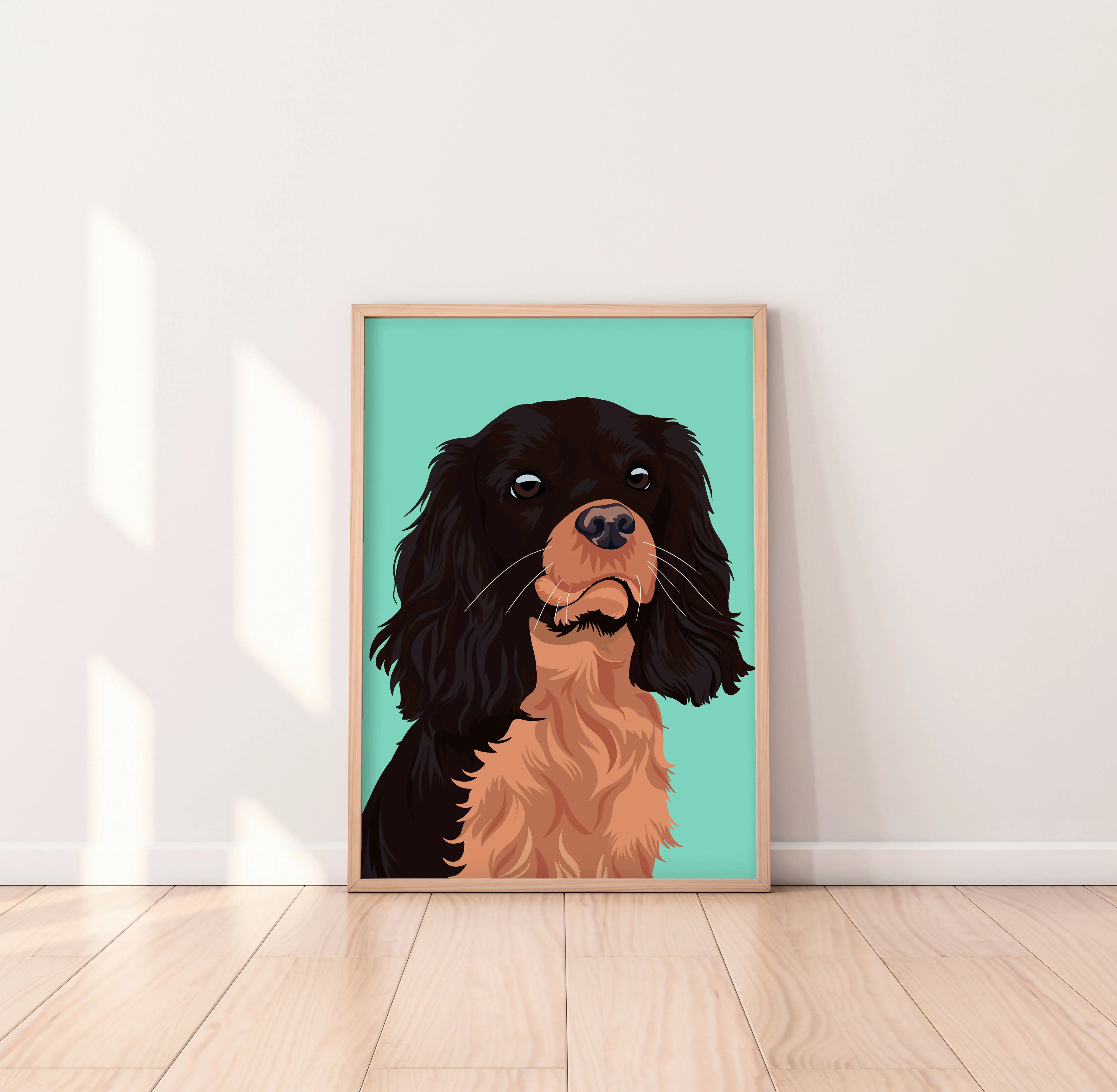 King Charles Spaniel Dark Brown and Beige V4 Dog Art Print