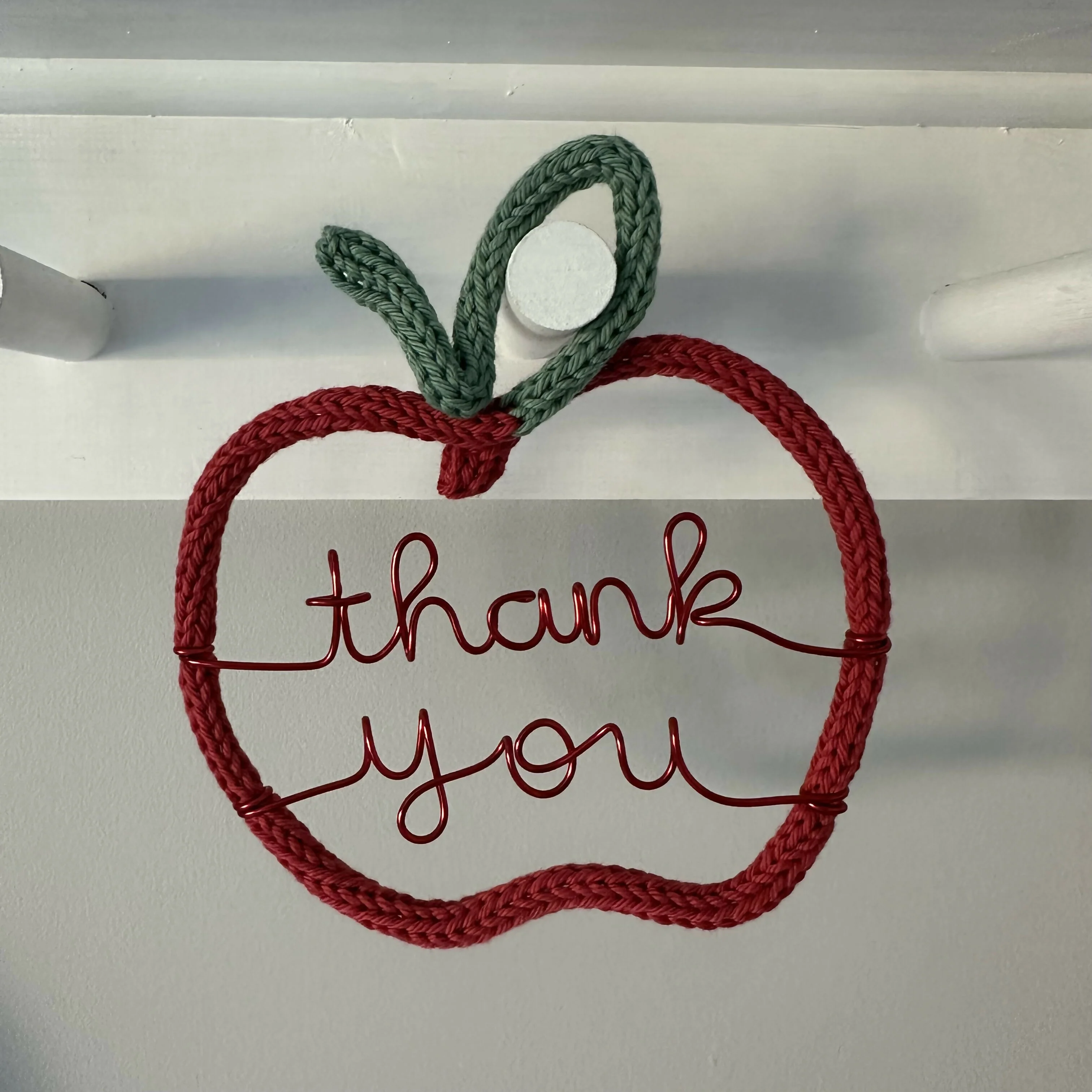 Knitted Wire Apple Decoration - Thank You Teacher