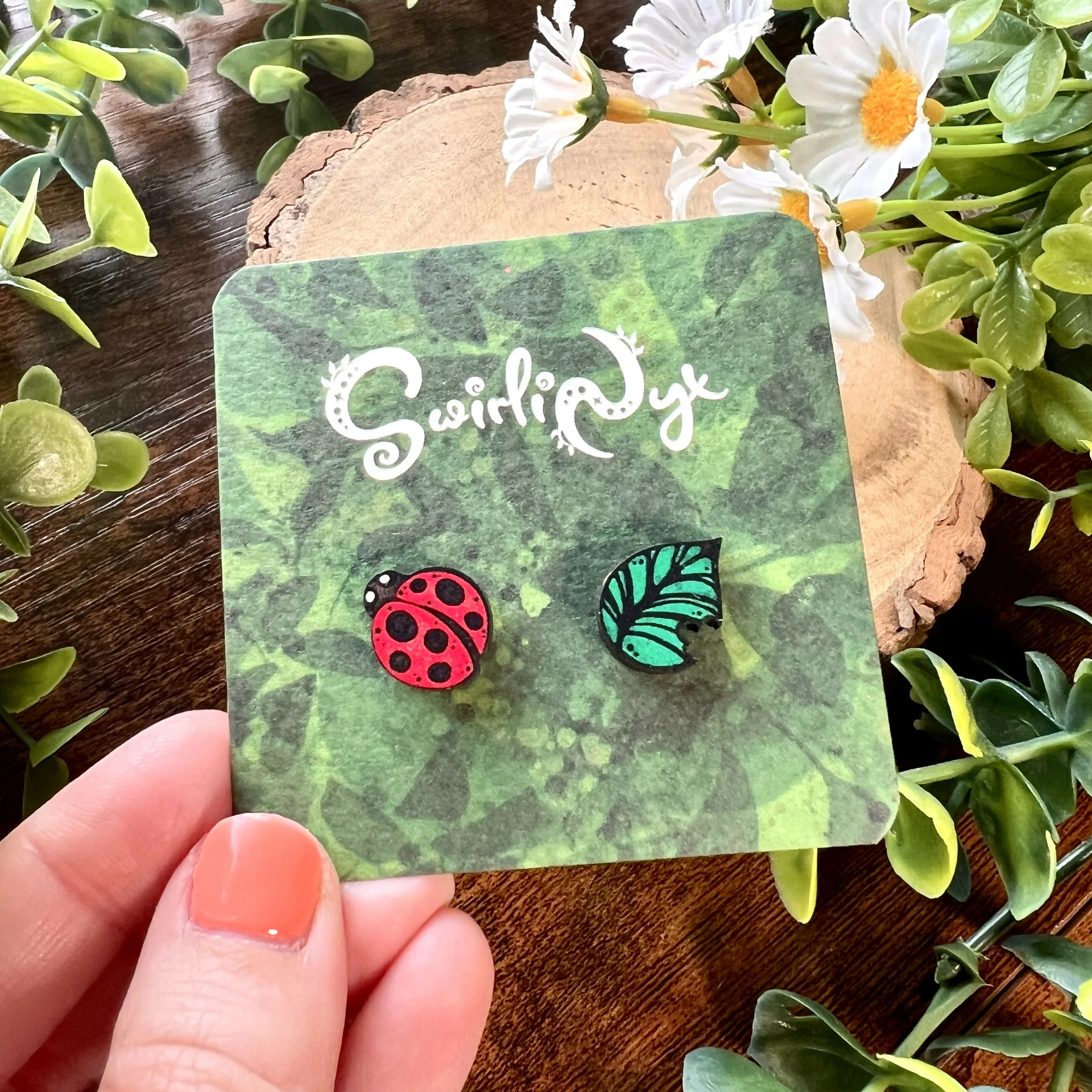 Ladybird Wooden Earrings - Image 2
