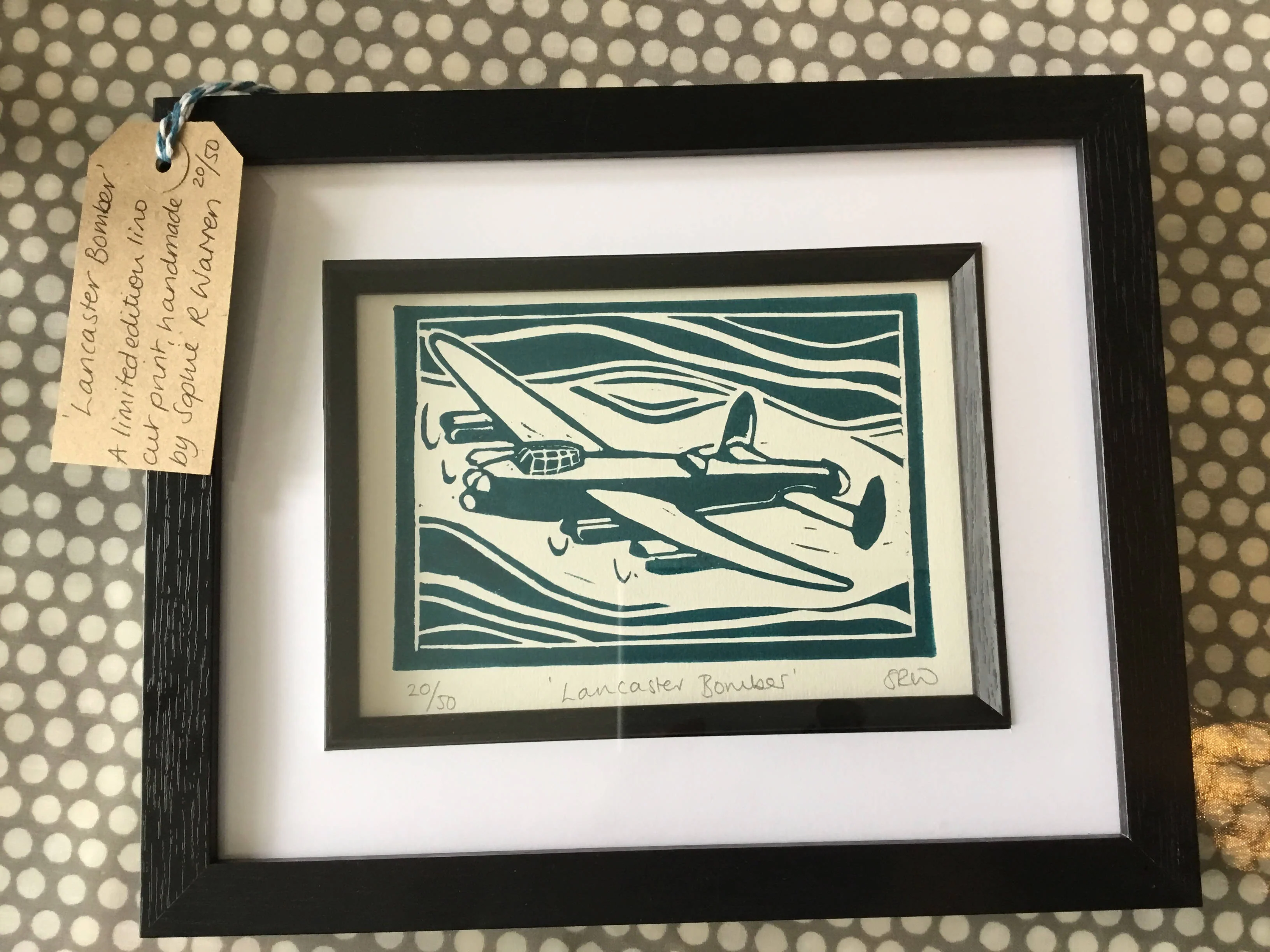 Lancaster Bomber Framed Lino Cut Print - Image 5
