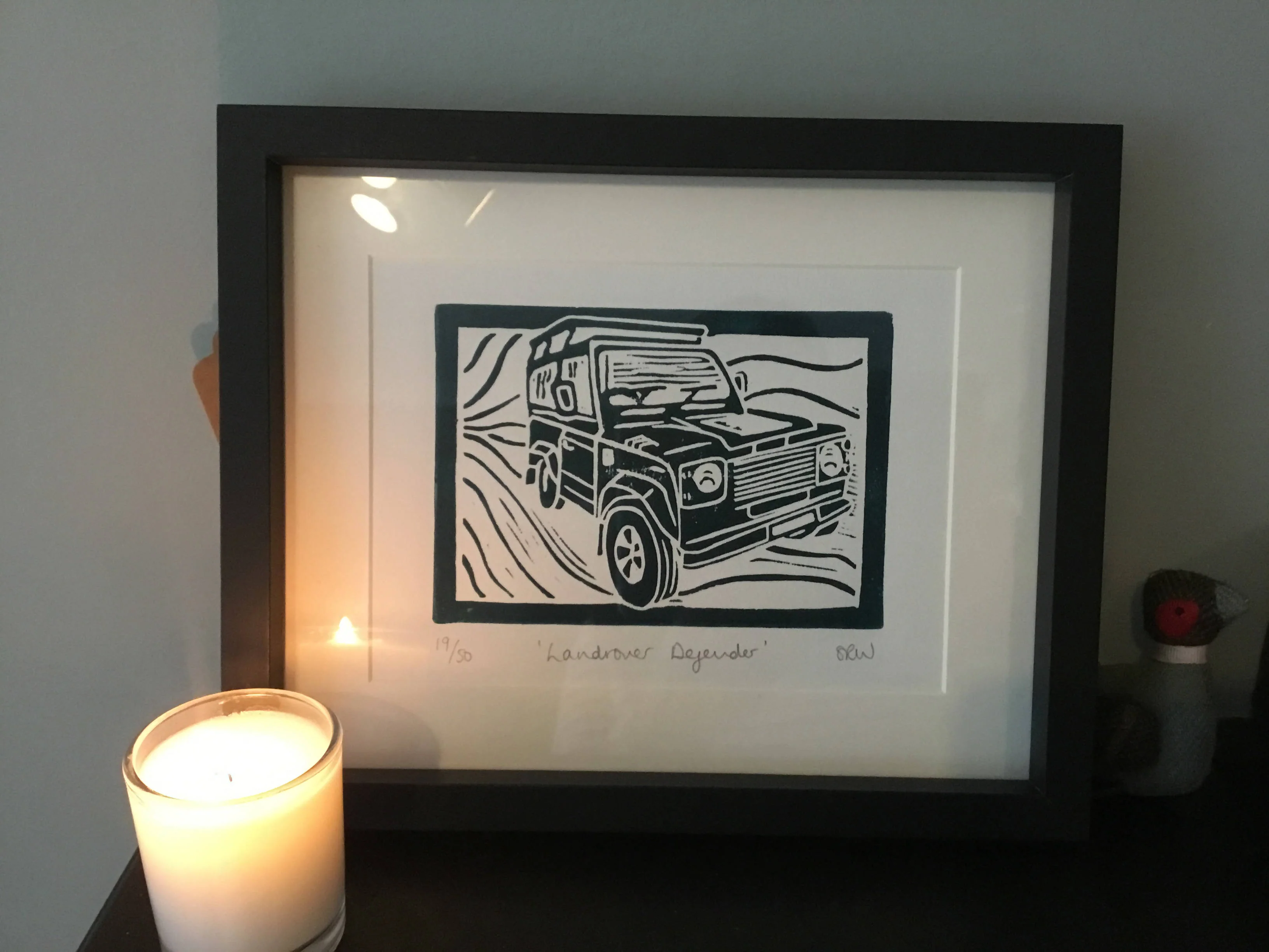 Land Rover Defender Framed Lino Cut Print - Image 11