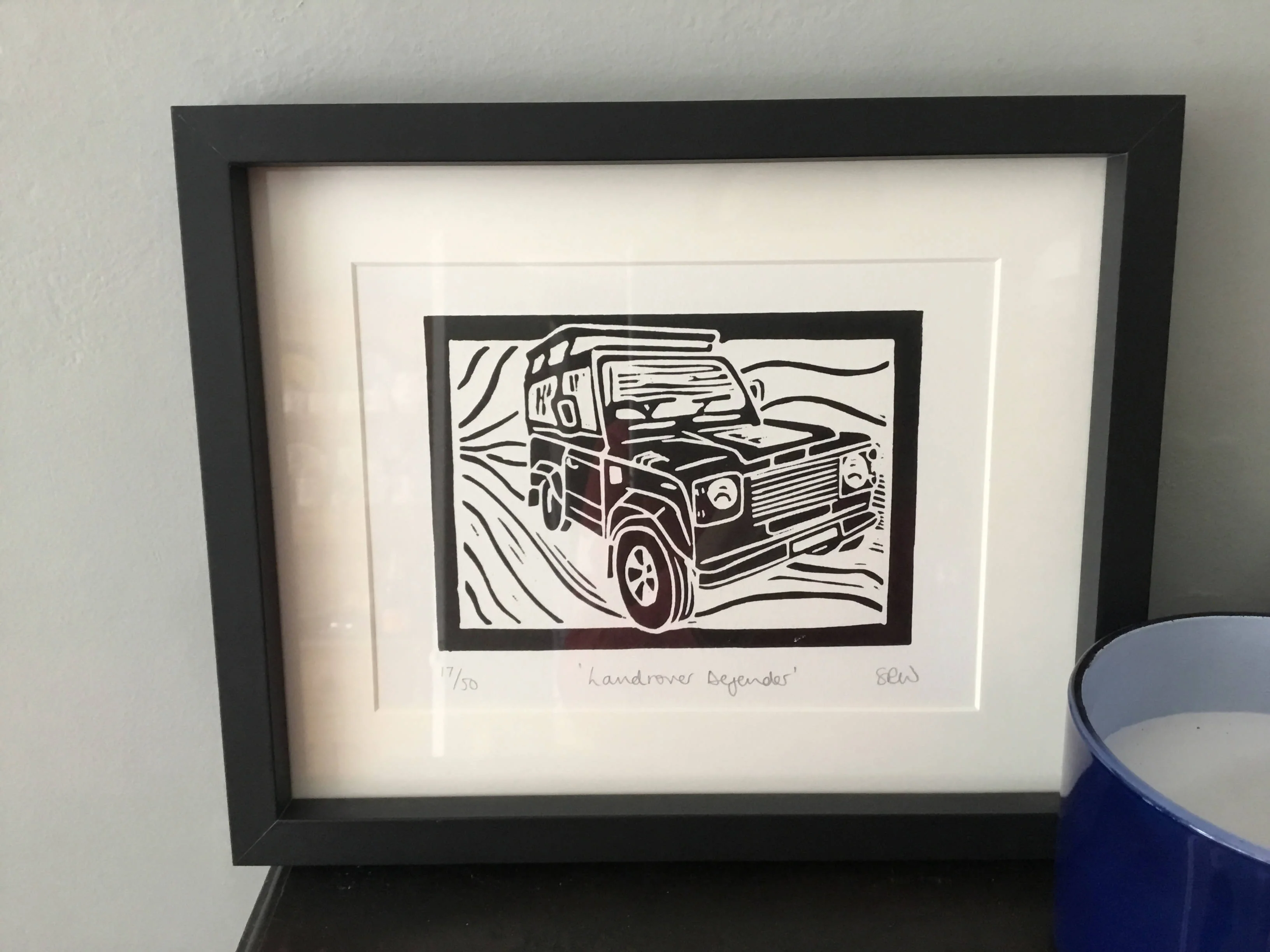 Land Rover Defender Framed Lino Cut Print - Image 12