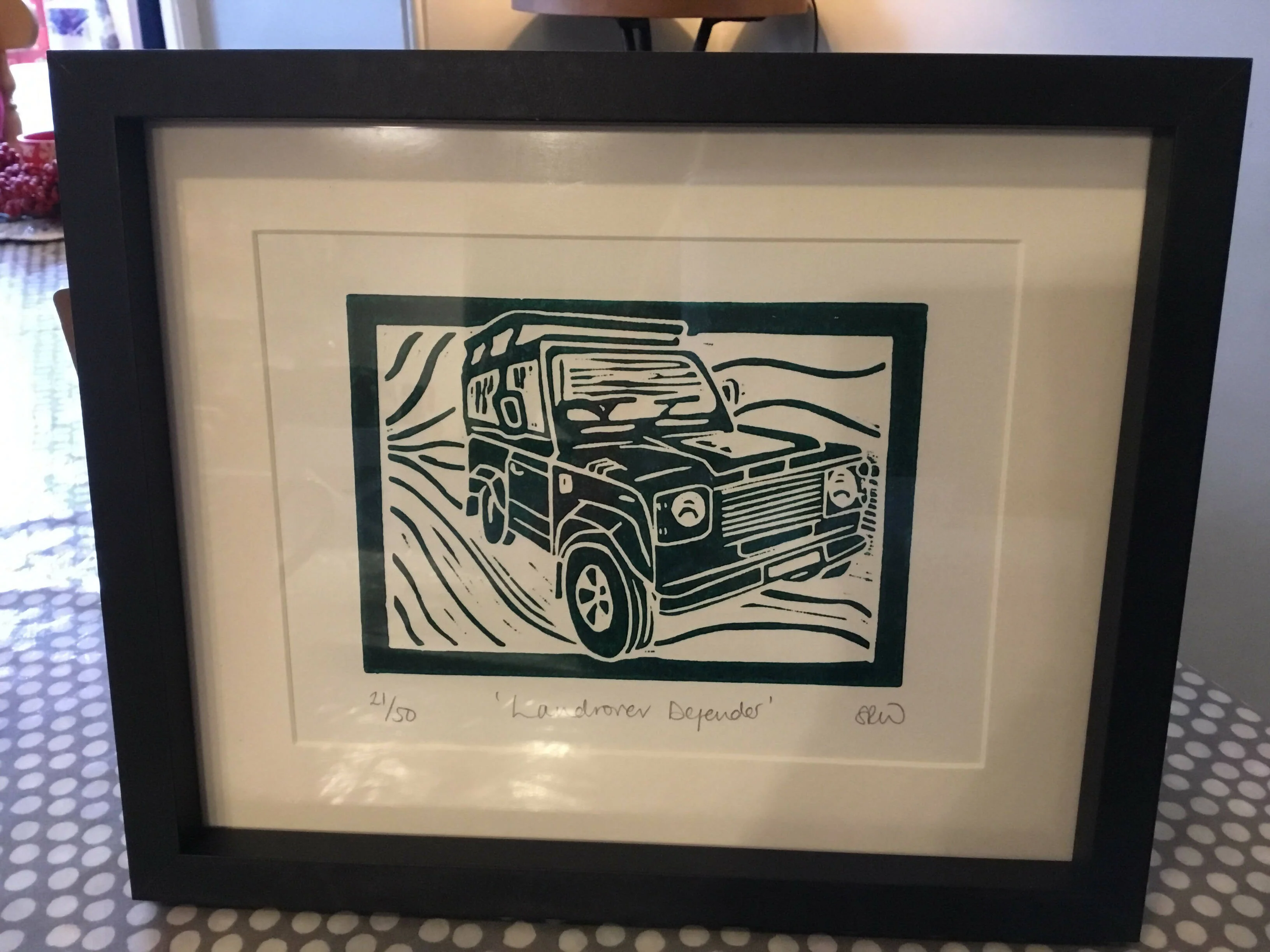 Land Rover Defender Framed Lino Cut Print - Image 13