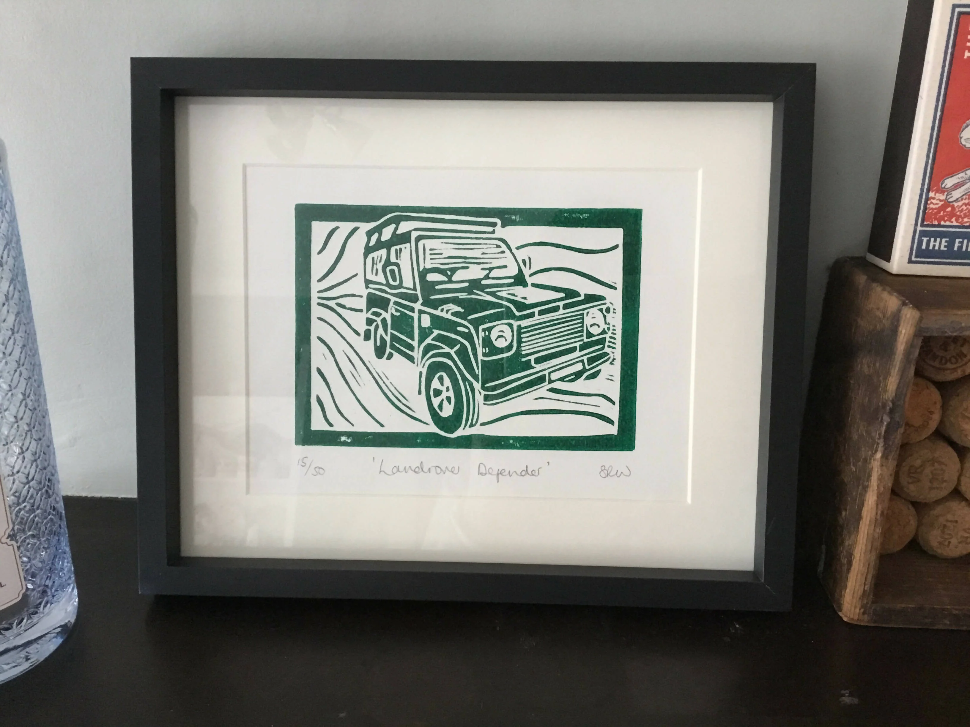 Land Rover Defender Framed Lino Cut Print - Image 14