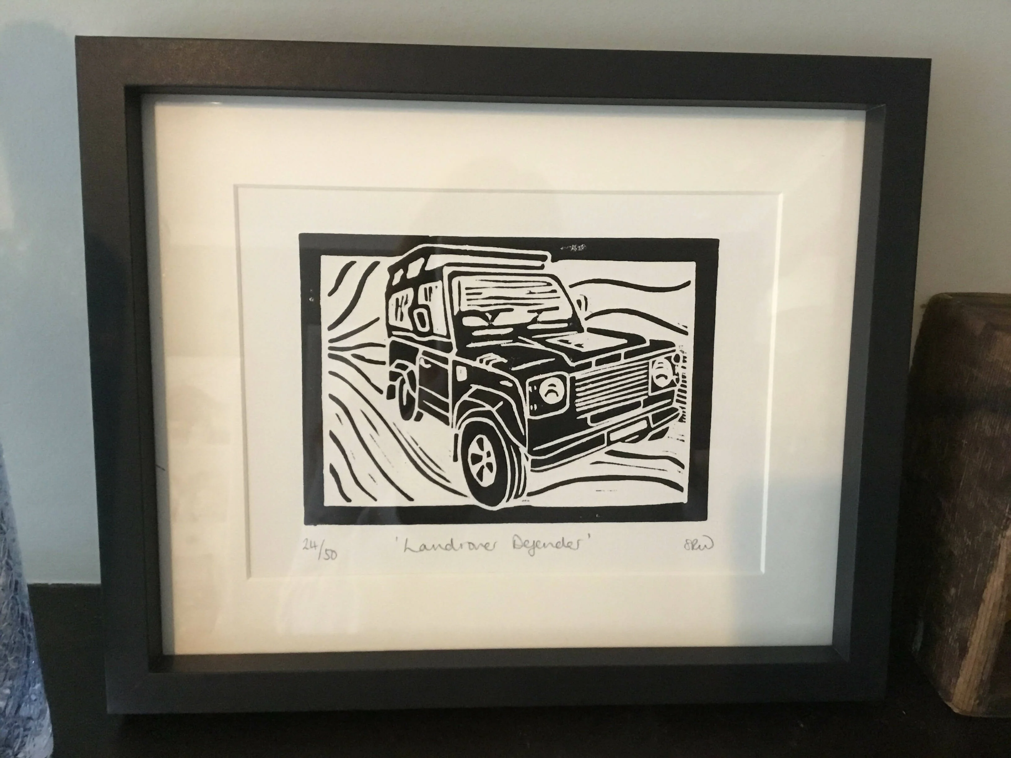 Land Rover Defender Framed Lino Cut Print - Image 15