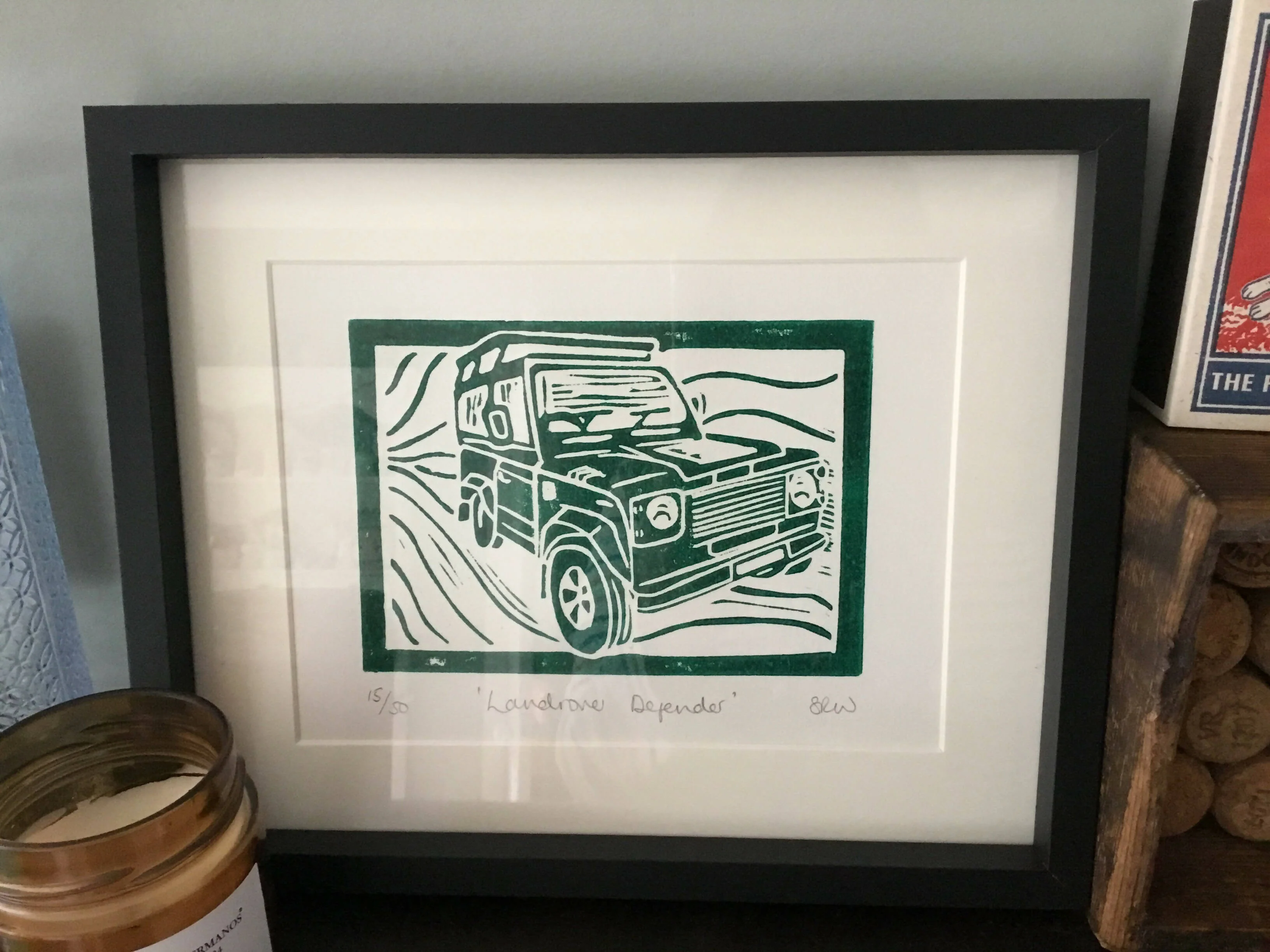 Land Rover Defender Framed Lino Cut Print - Image 16