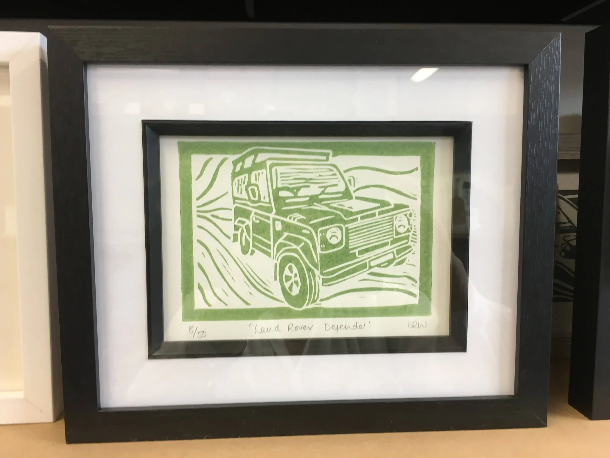 Land Rover Defender Framed Lino Cut Print - Image 5