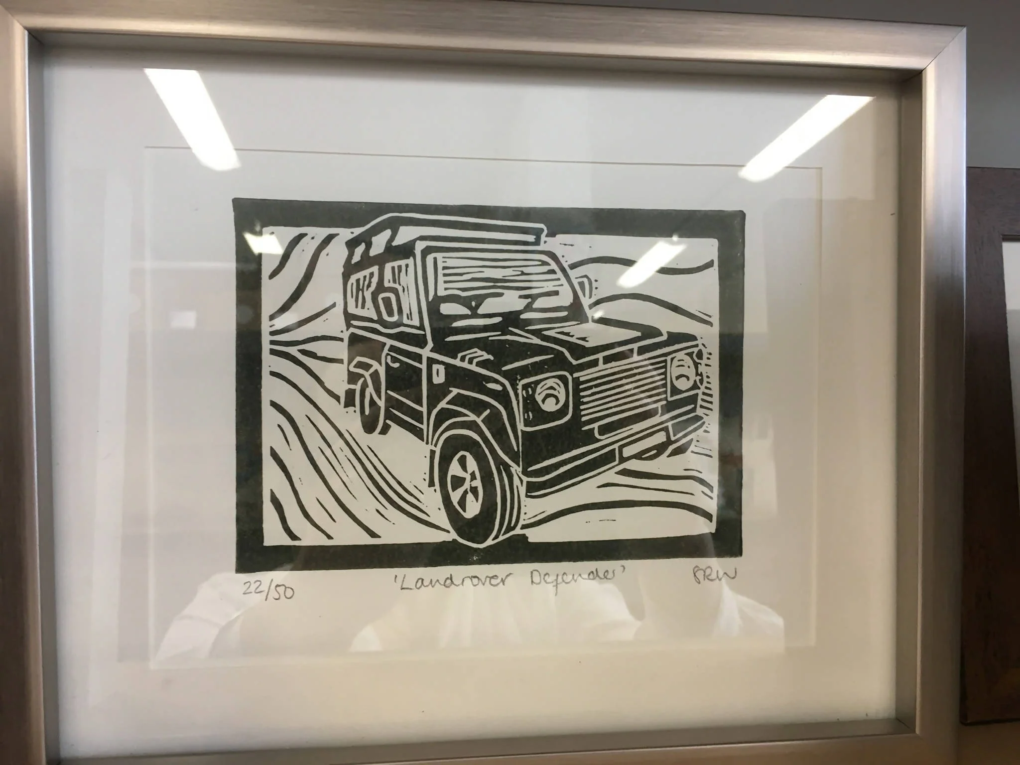 Land Rover Defender Framed Lino Cut Print - Image 6