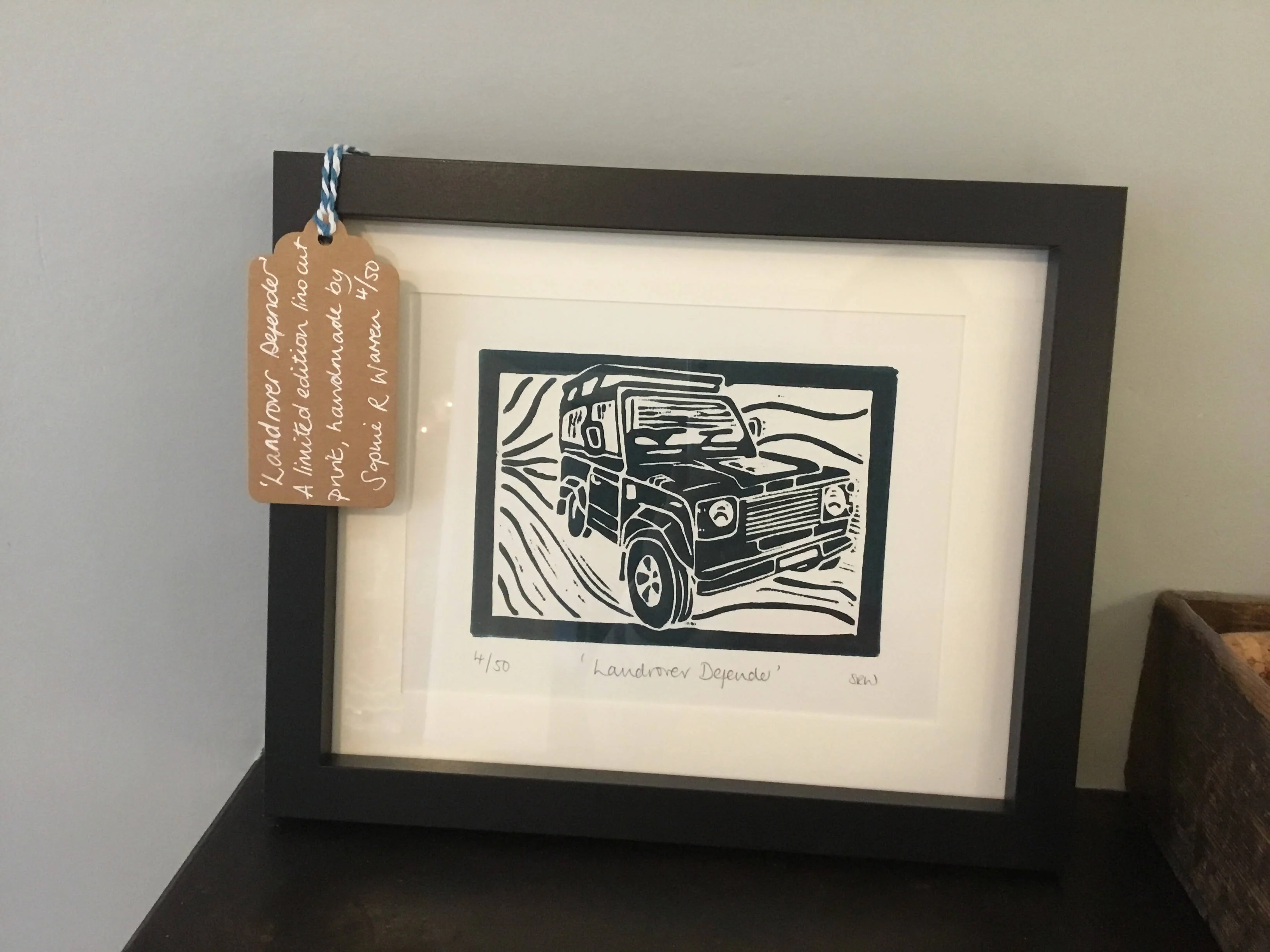 Land Rover Defender Framed Lino Cut Print - Image 8
