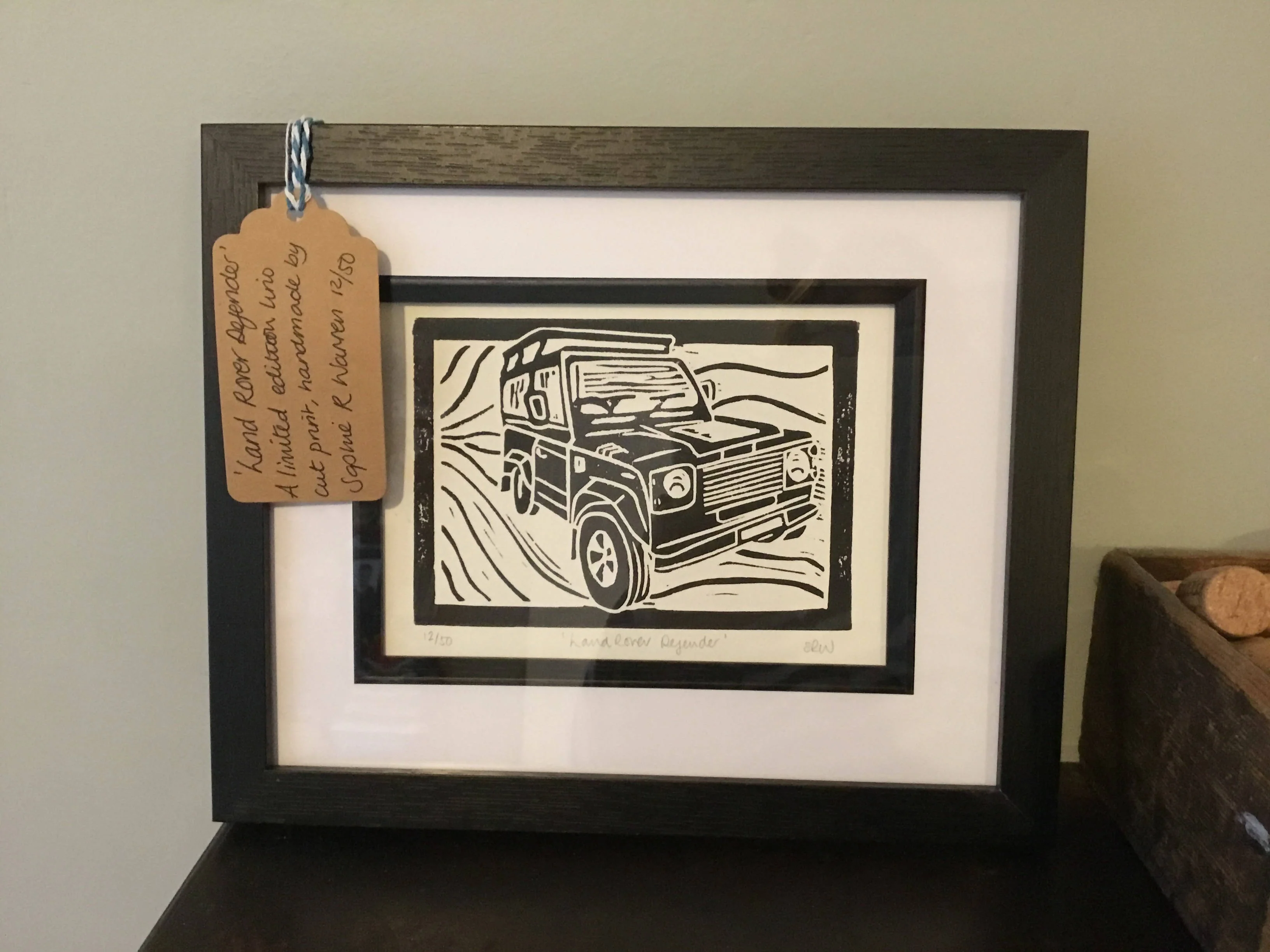 Land Rover Defender Framed Lino Cut Print - Image 9