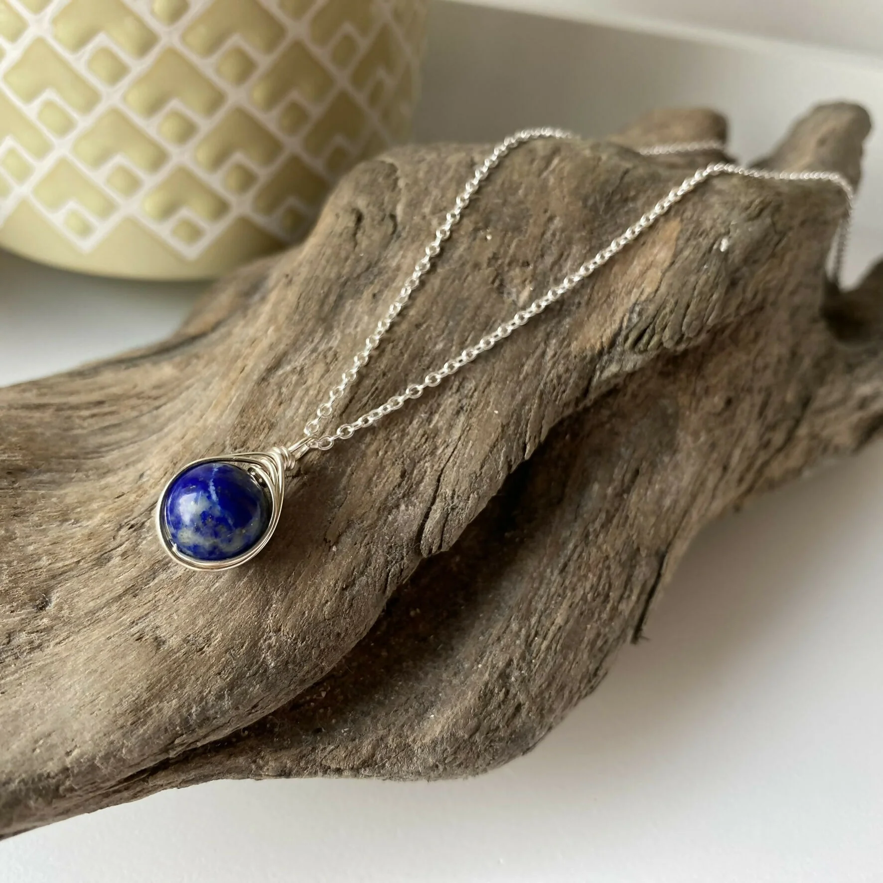 Lapis Lazuli Drop Necklace, Sterling Silver - Image 4