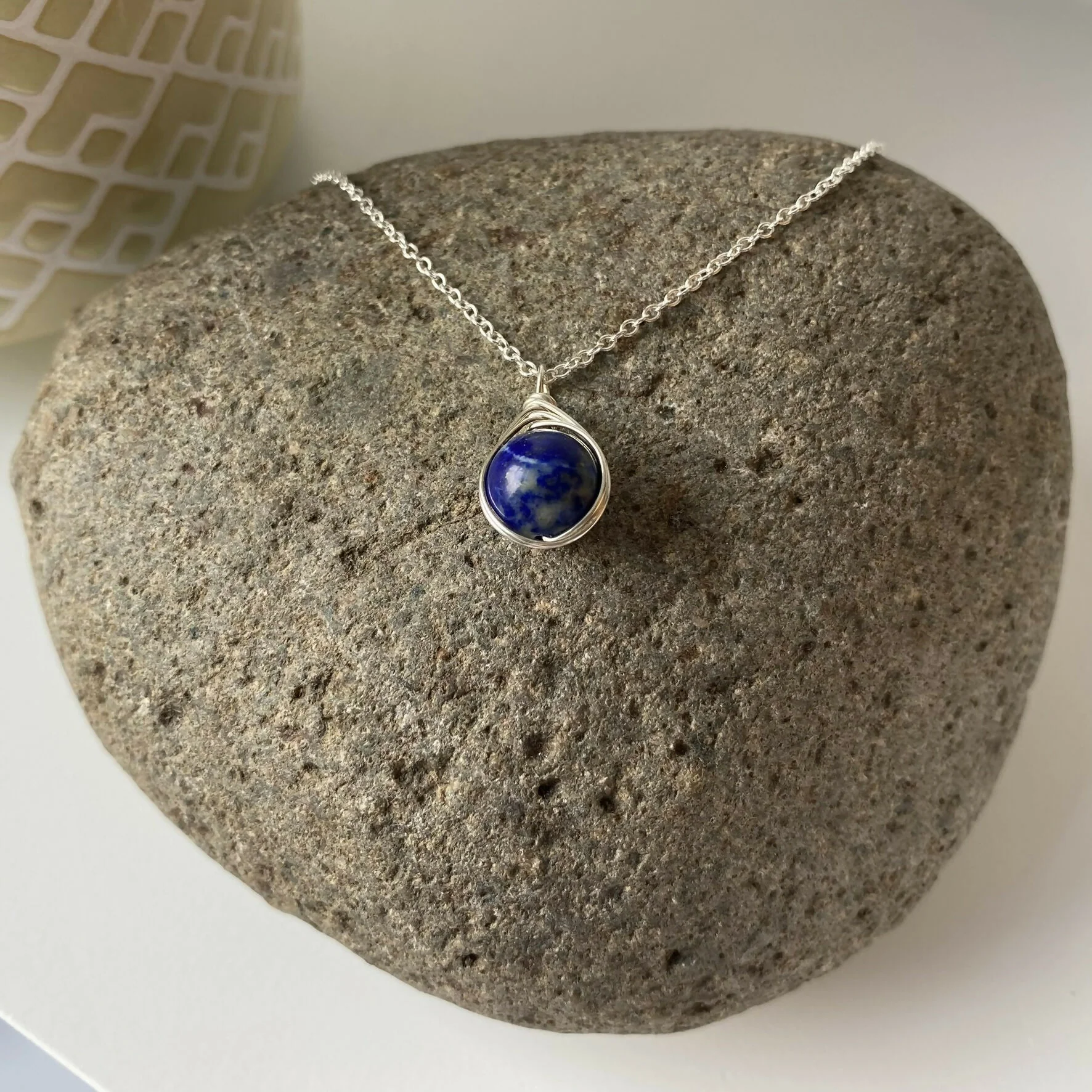 Lapis Lazuli Drop Necklace, Sterling Silver - Image 5