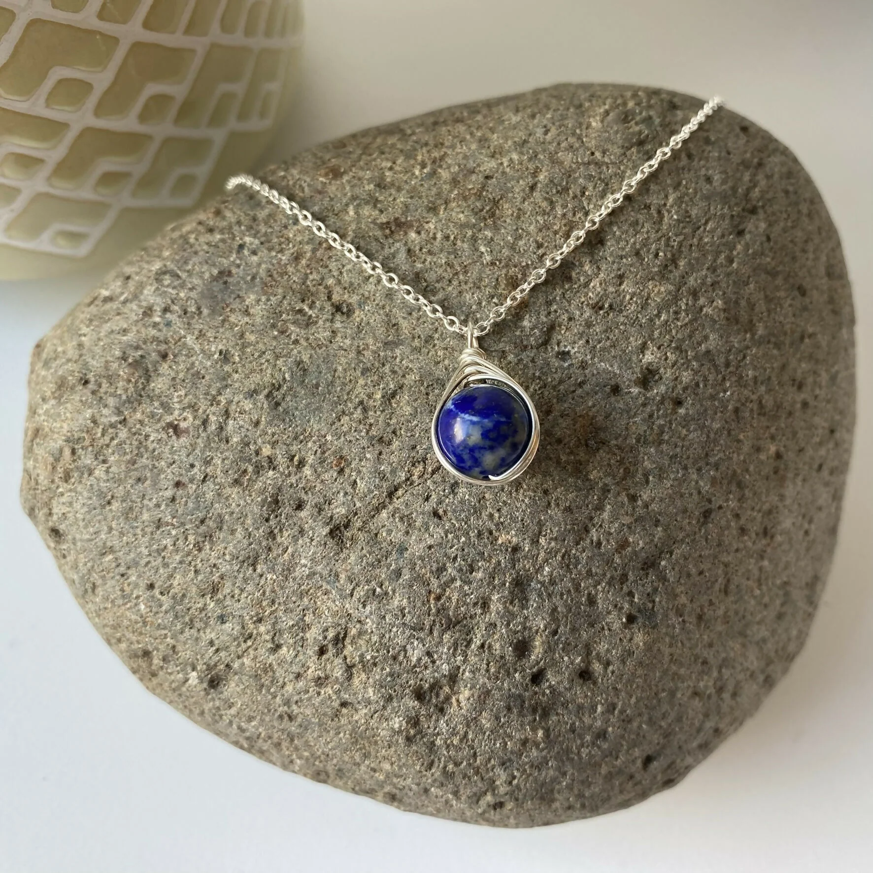 Lapis Lazuli Drop Necklace, Sterling Silver - Image 6