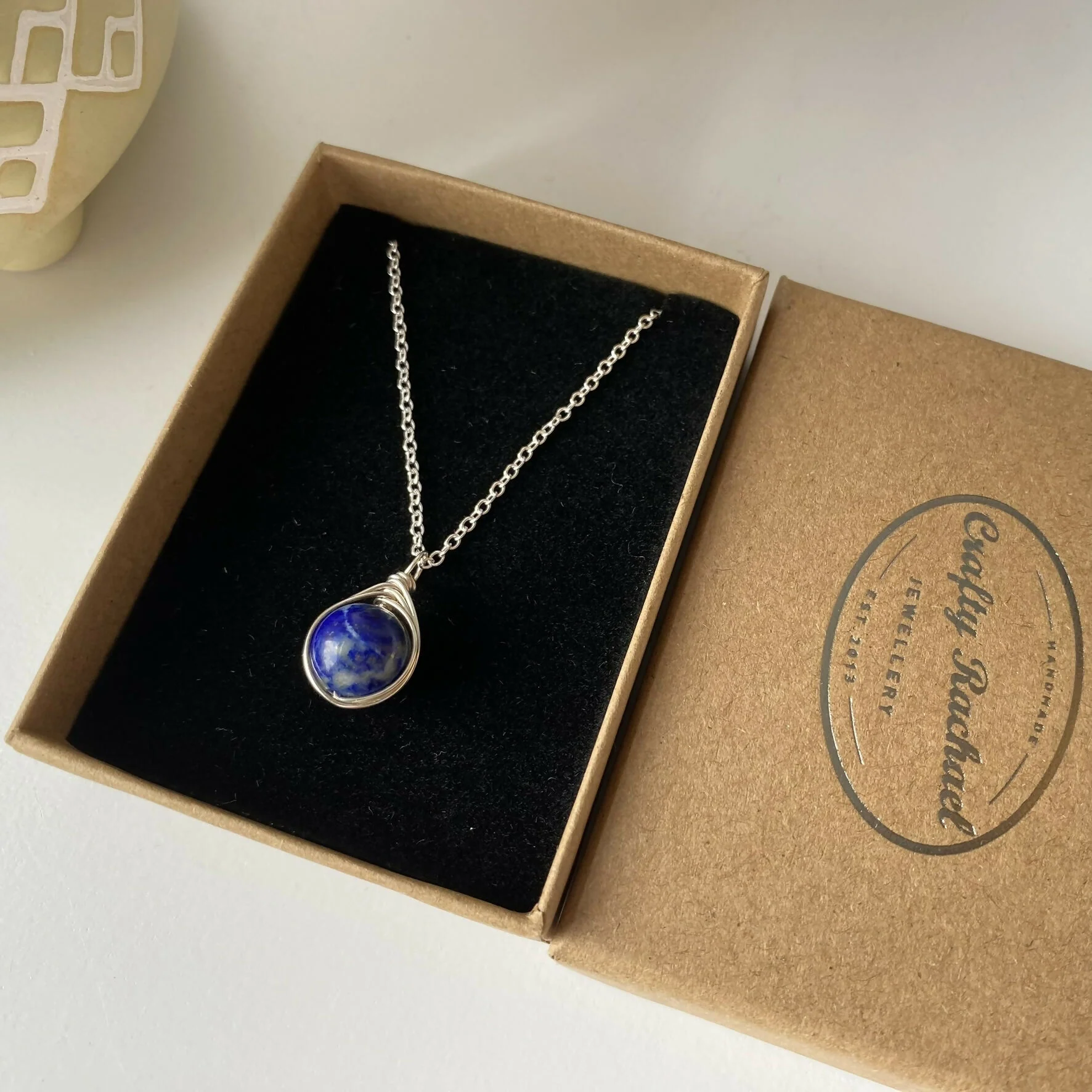 Lapis Lazuli Drop Necklace, Sterling Silver - Image 8