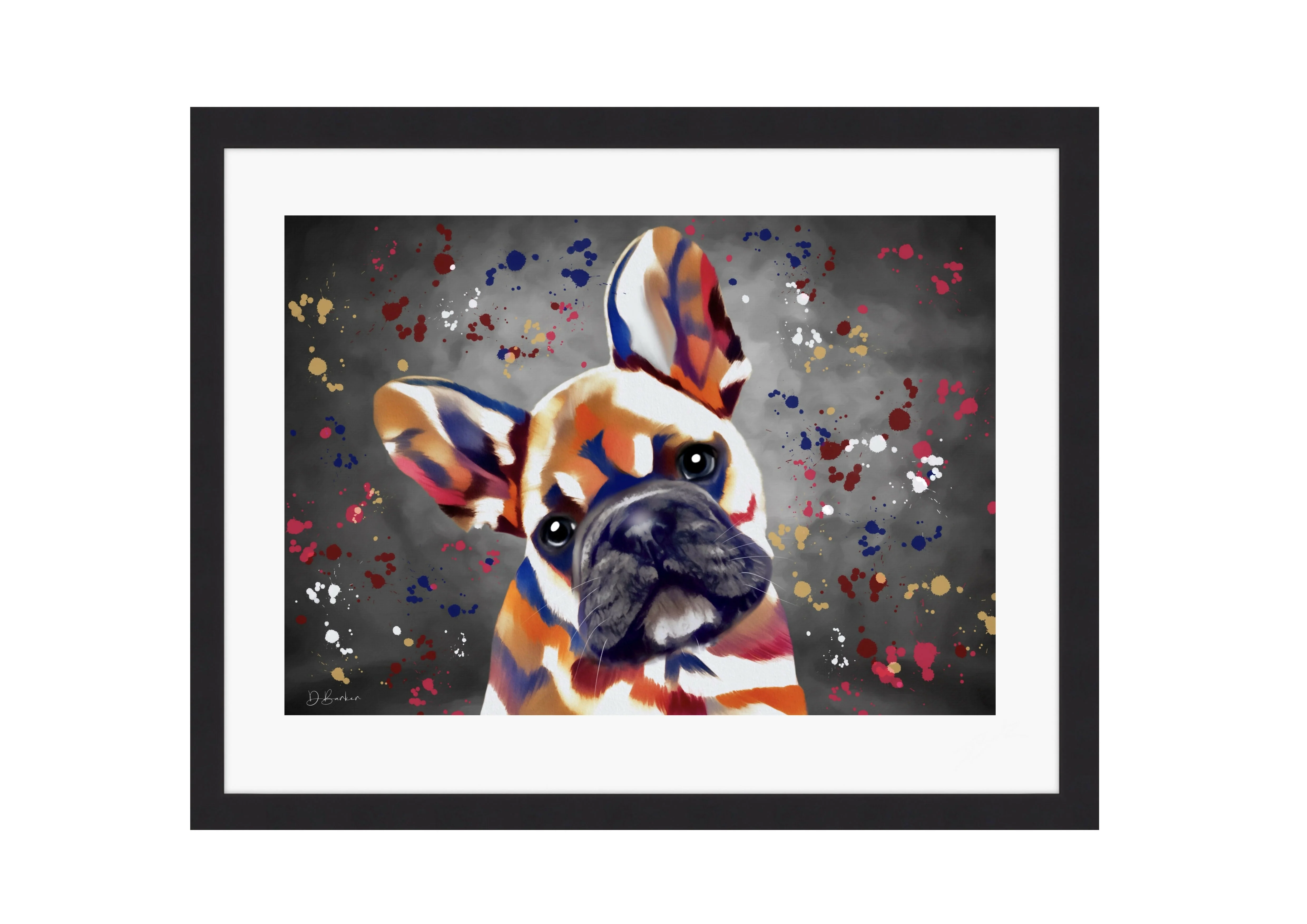 LARGE FRENCH BULLDOG COLOUR SPLASH FRAMED ARTWORK. - Image 2