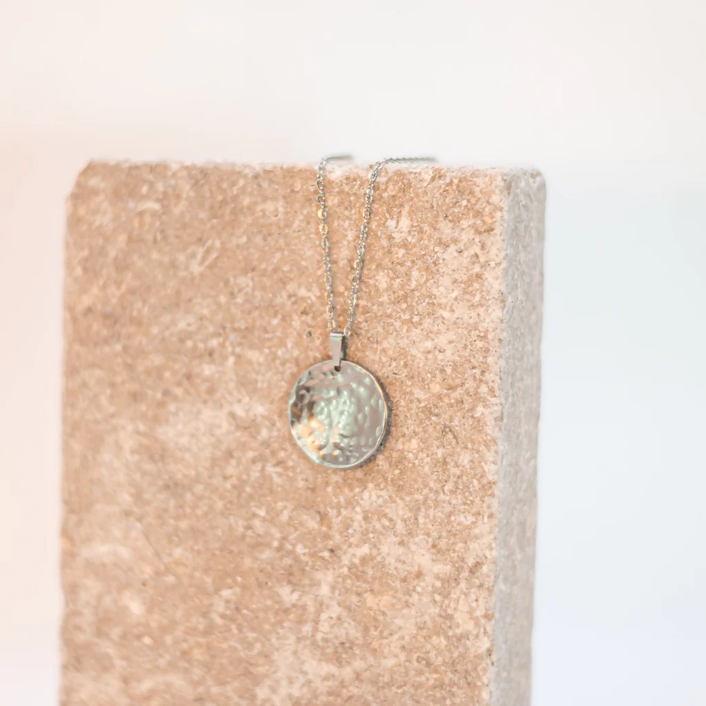 Large Hammered Stainless Steel Necklace