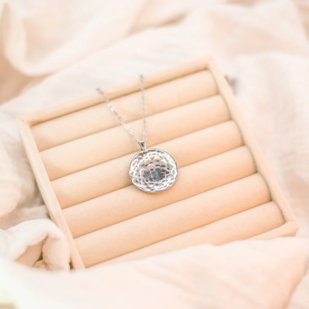 Large Hammered Stainless Steel Necklace - Image 2