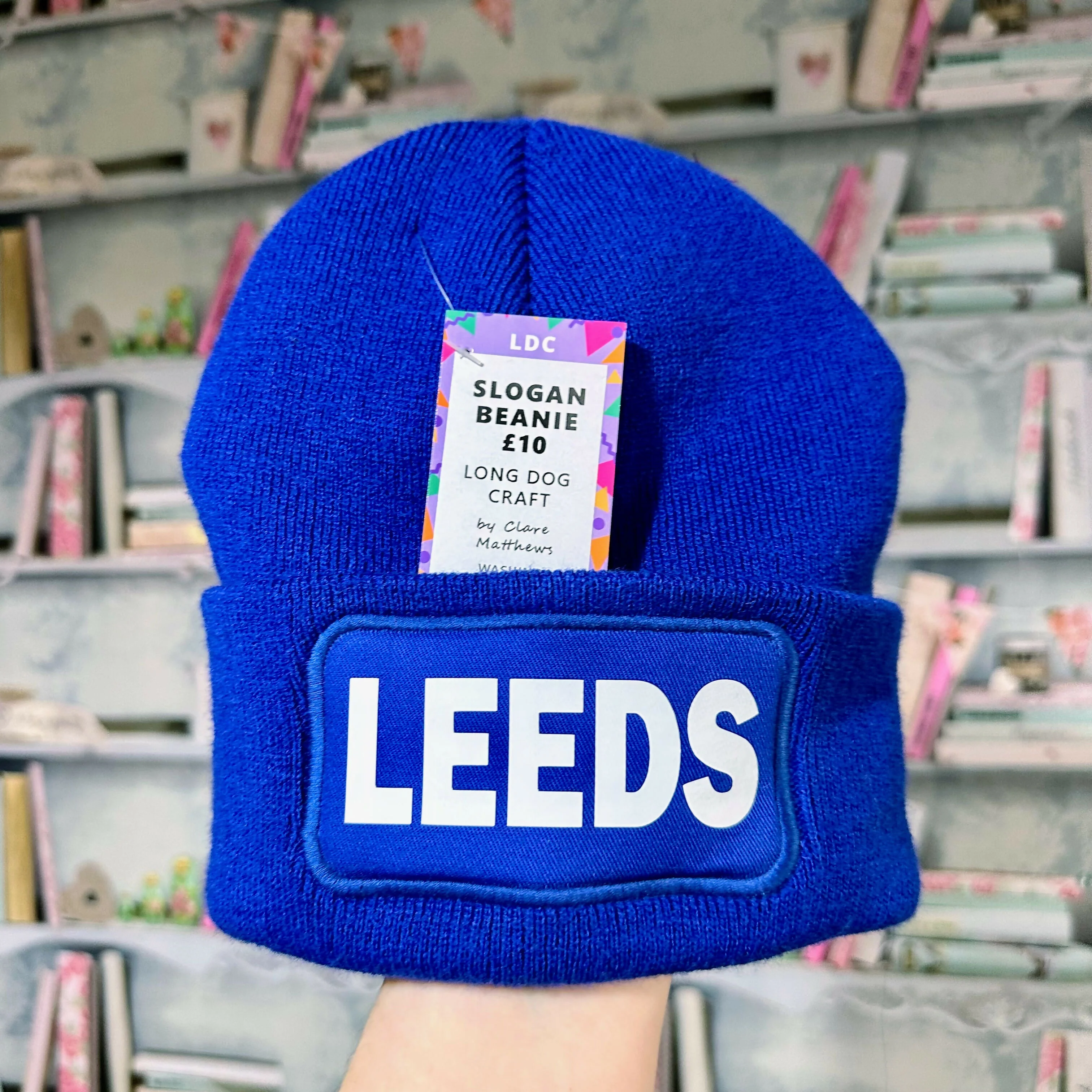 Leeds Cuffed Rectangular Patch Beanie Hat - Image 2