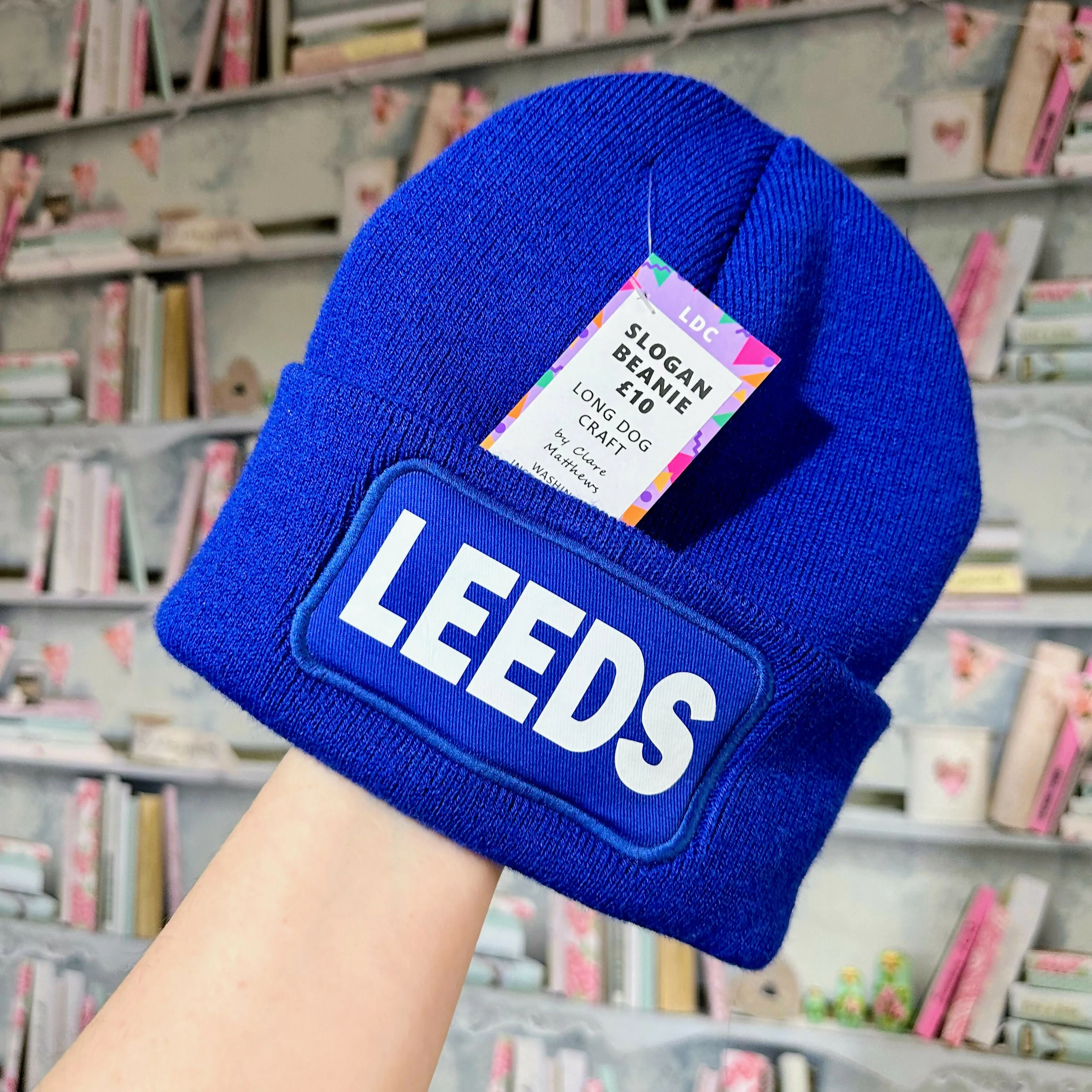 Leeds Cuffed Rectangular Patch Beanie Hat - Image 3