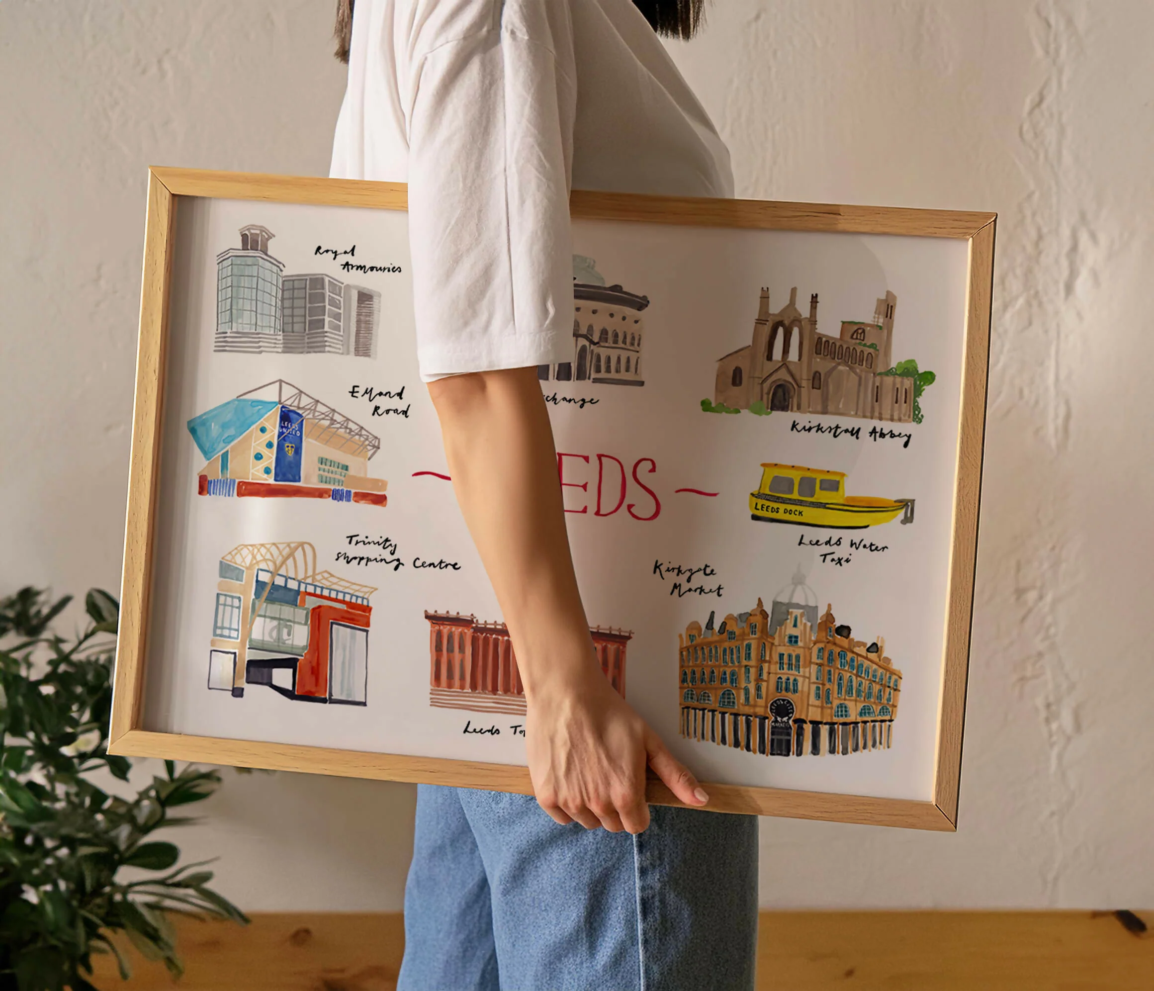 Leeds Landmarks Hand Painted Art Print - Image 2