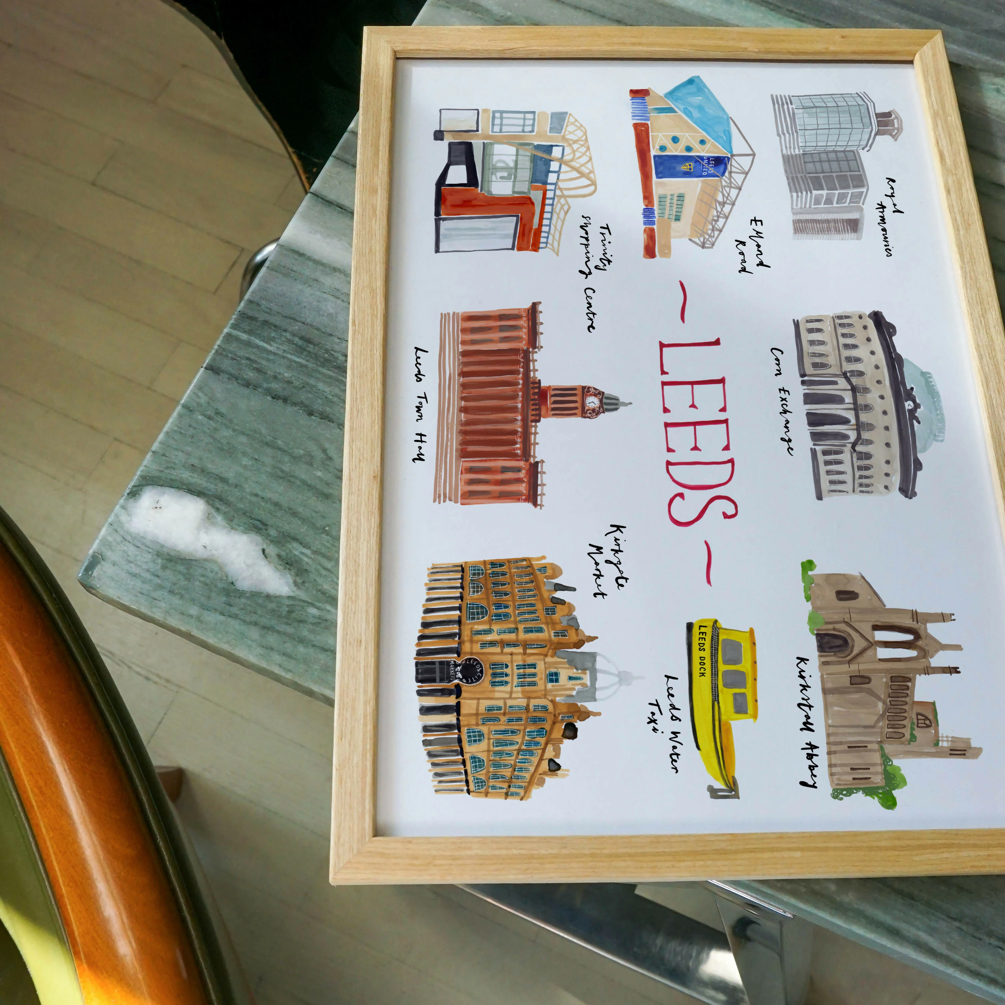 Leeds Landmarks Hand Painted Art Print - Image 4