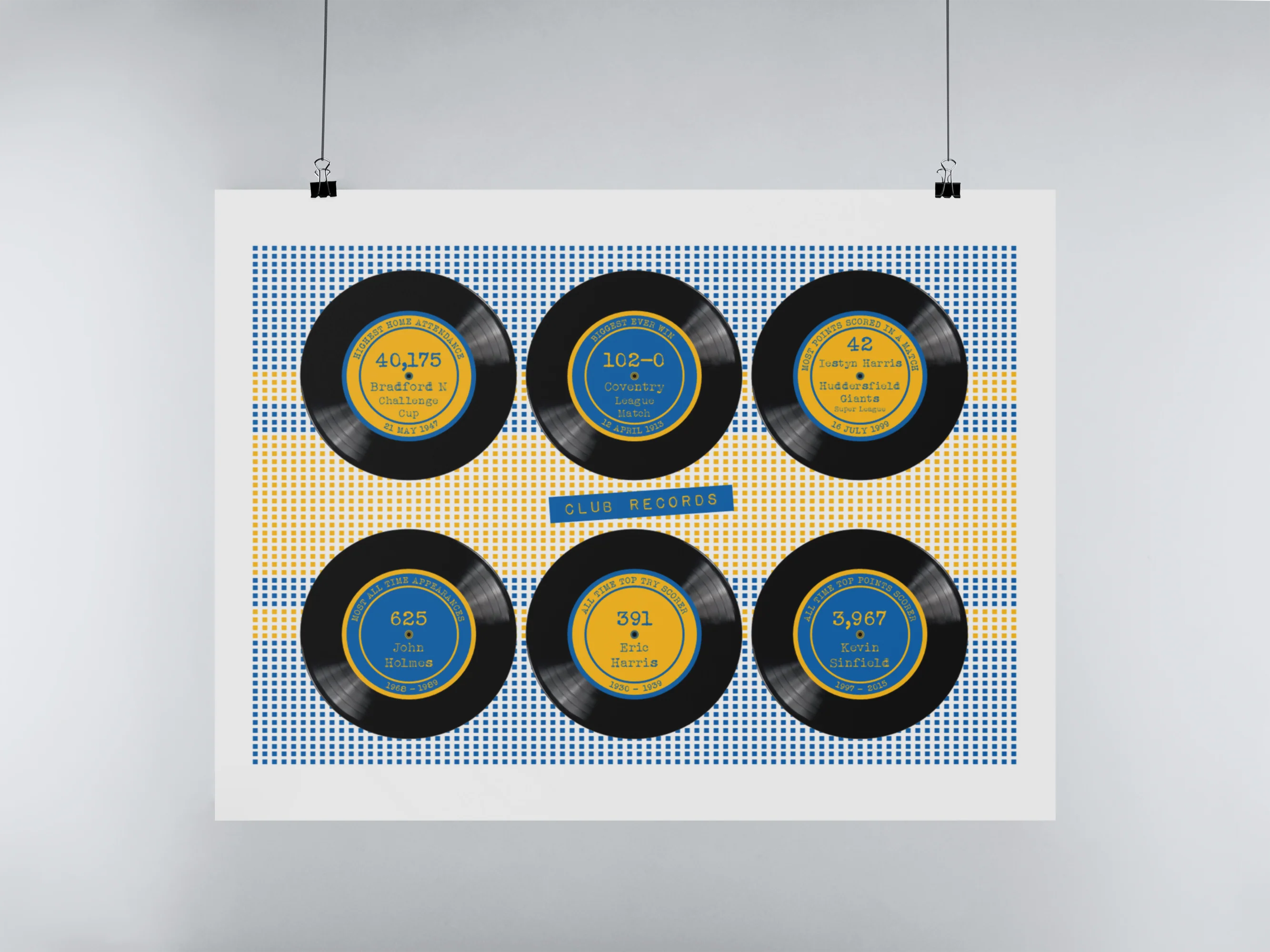 Leeds Rhinos Art Print CLUB RECORDS Design