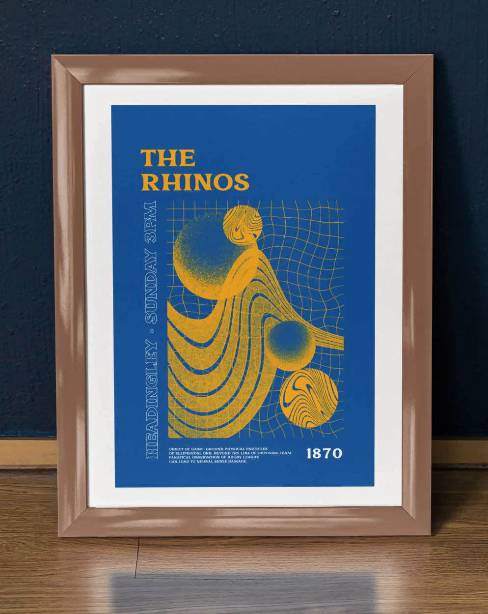 Leeds Rhinos Art Print PSYCHEDELIC Design in Blue - Image 2
