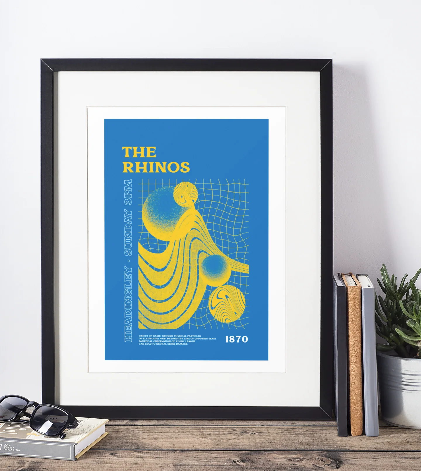 Leeds Rhinos Art Print PSYCHEDELIC Design in Blue - Image 3