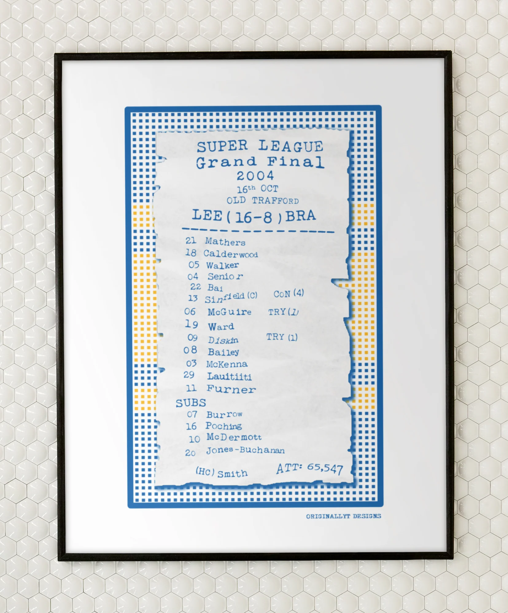 Leeds Rhinos Art Print RECEIPT Design - Image 4