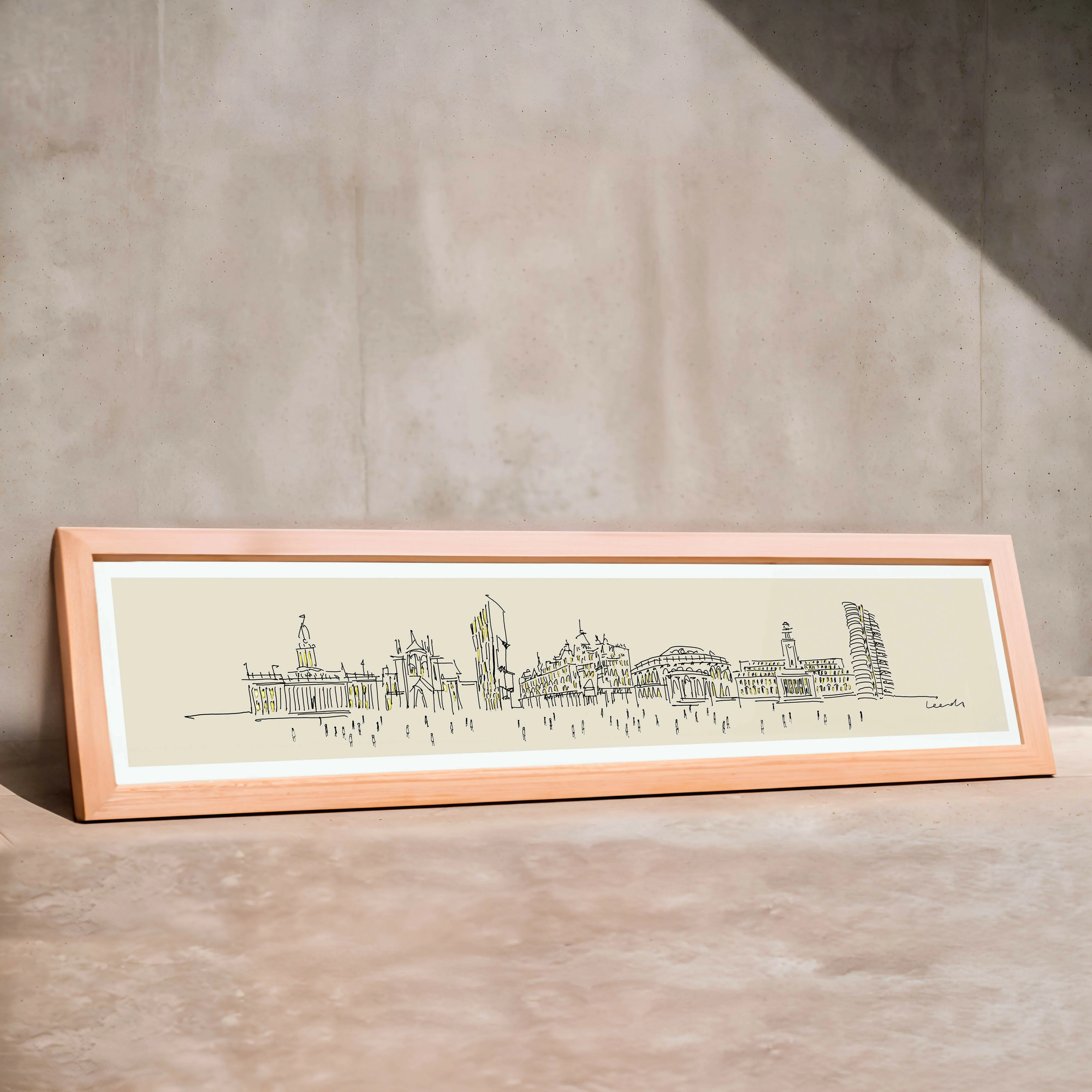 Leeds Skyline Panoramic Gold Details Art Print - Image 2
