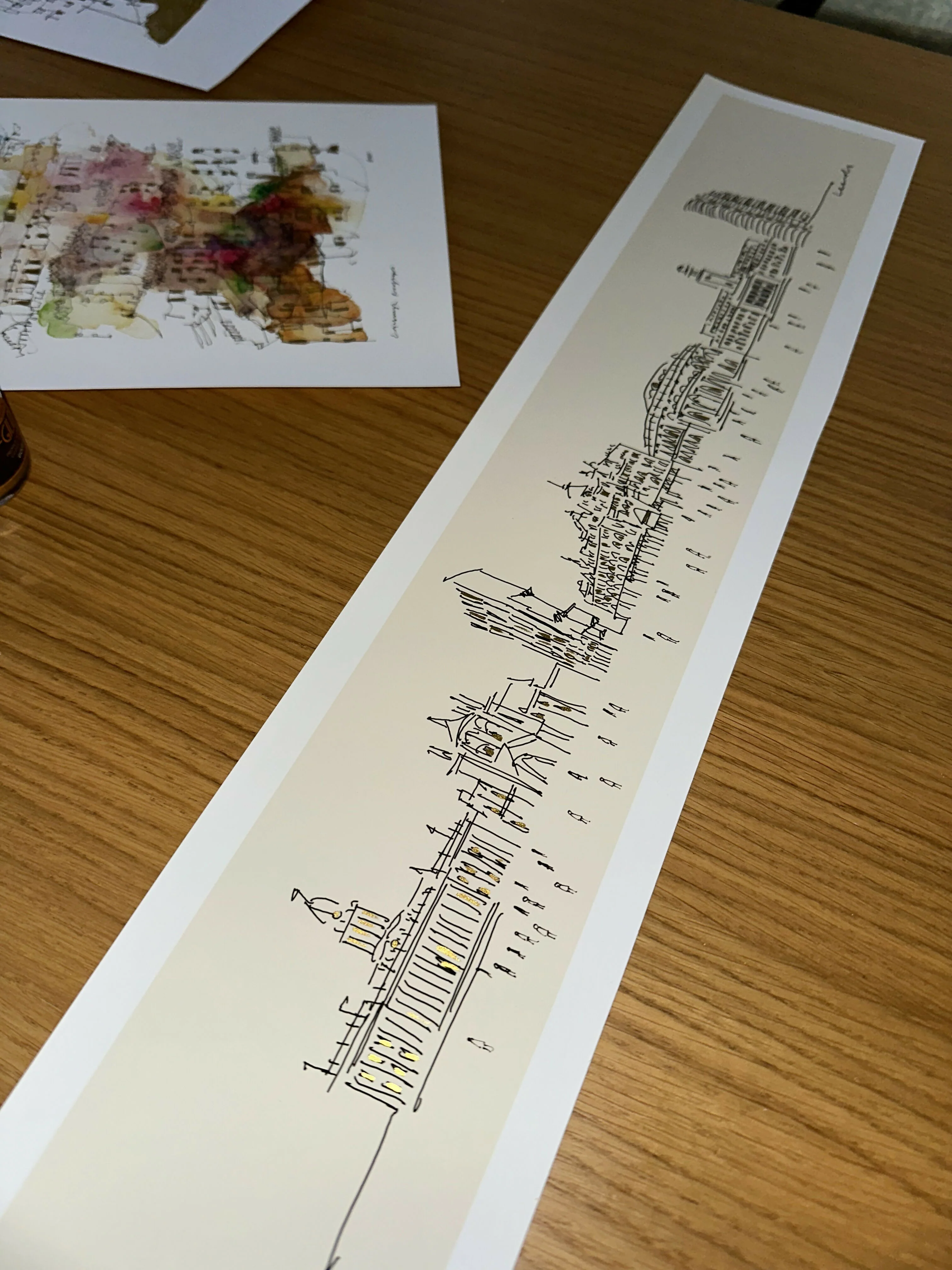 Leeds Skyline Panoramic Gold Details Art Print - Image 5