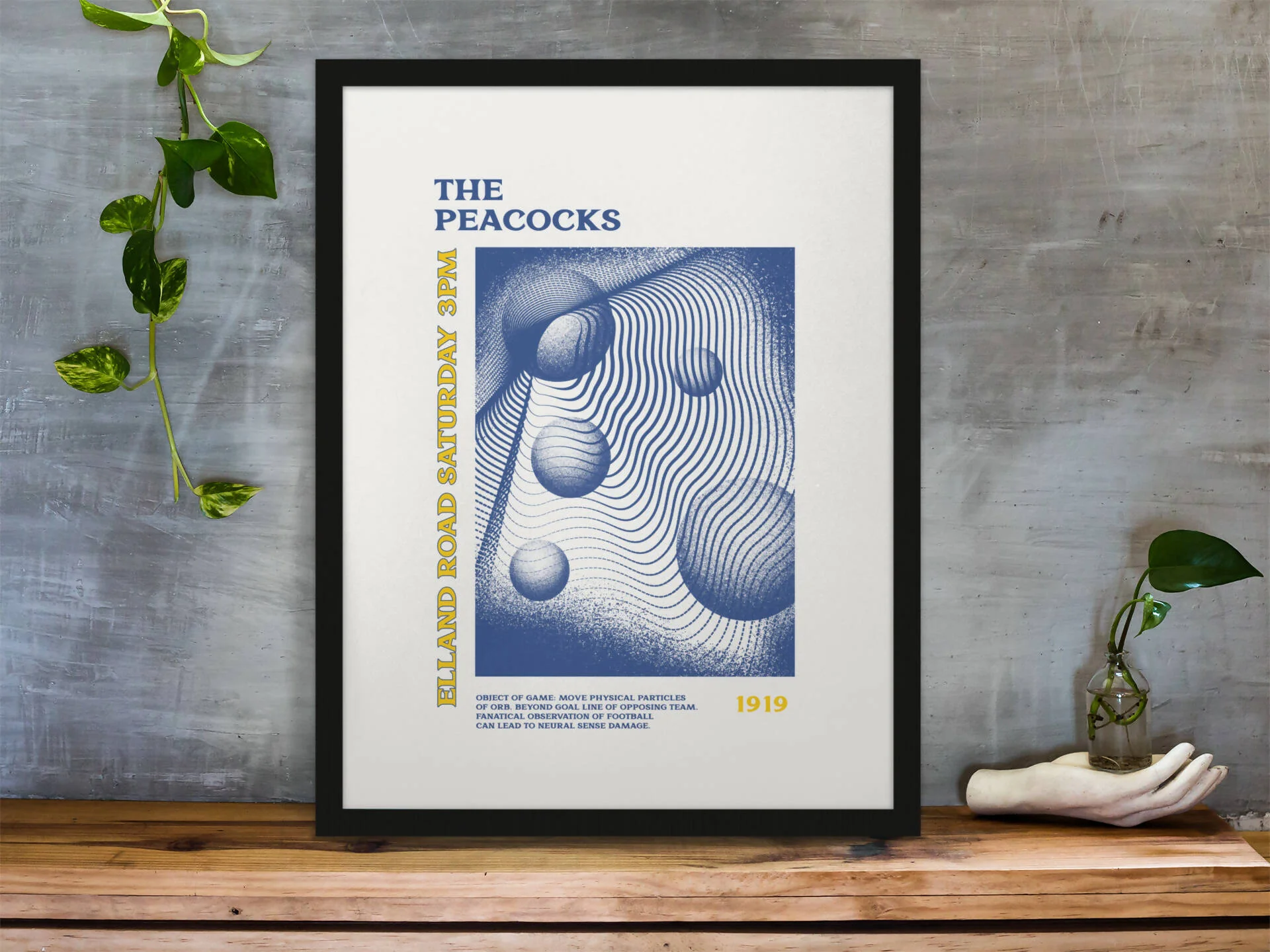 Leeds Utd Art Print PSYCHEDELIC Design in White - Image 3
