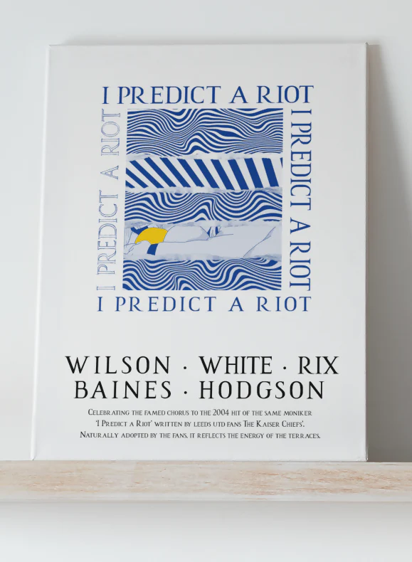 Leeds Utd Art Print RIOT LYRICS Design in White