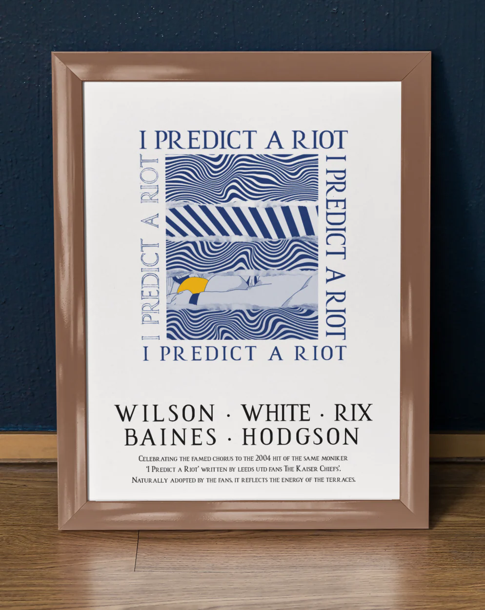 Leeds Utd Art Print RIOT LYRICS Design in White - Image 2