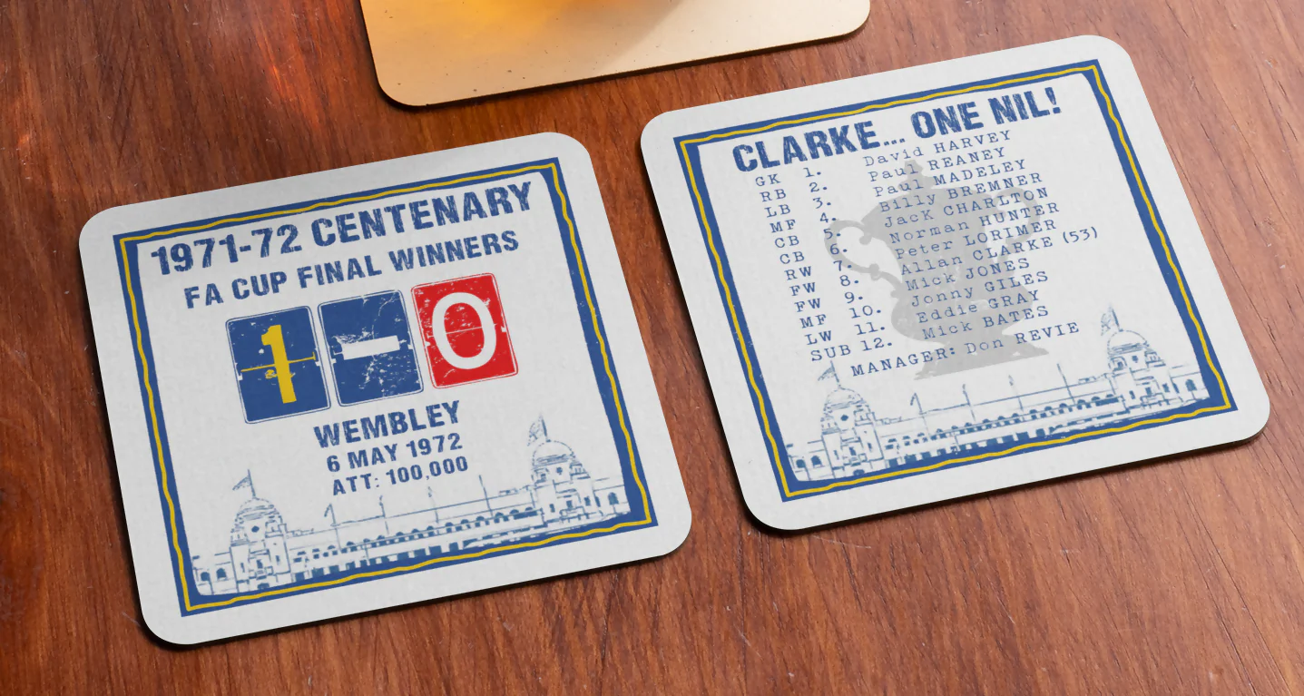 Leeds Utd Coaster 1972 CUP FINAL Design SET OF 2