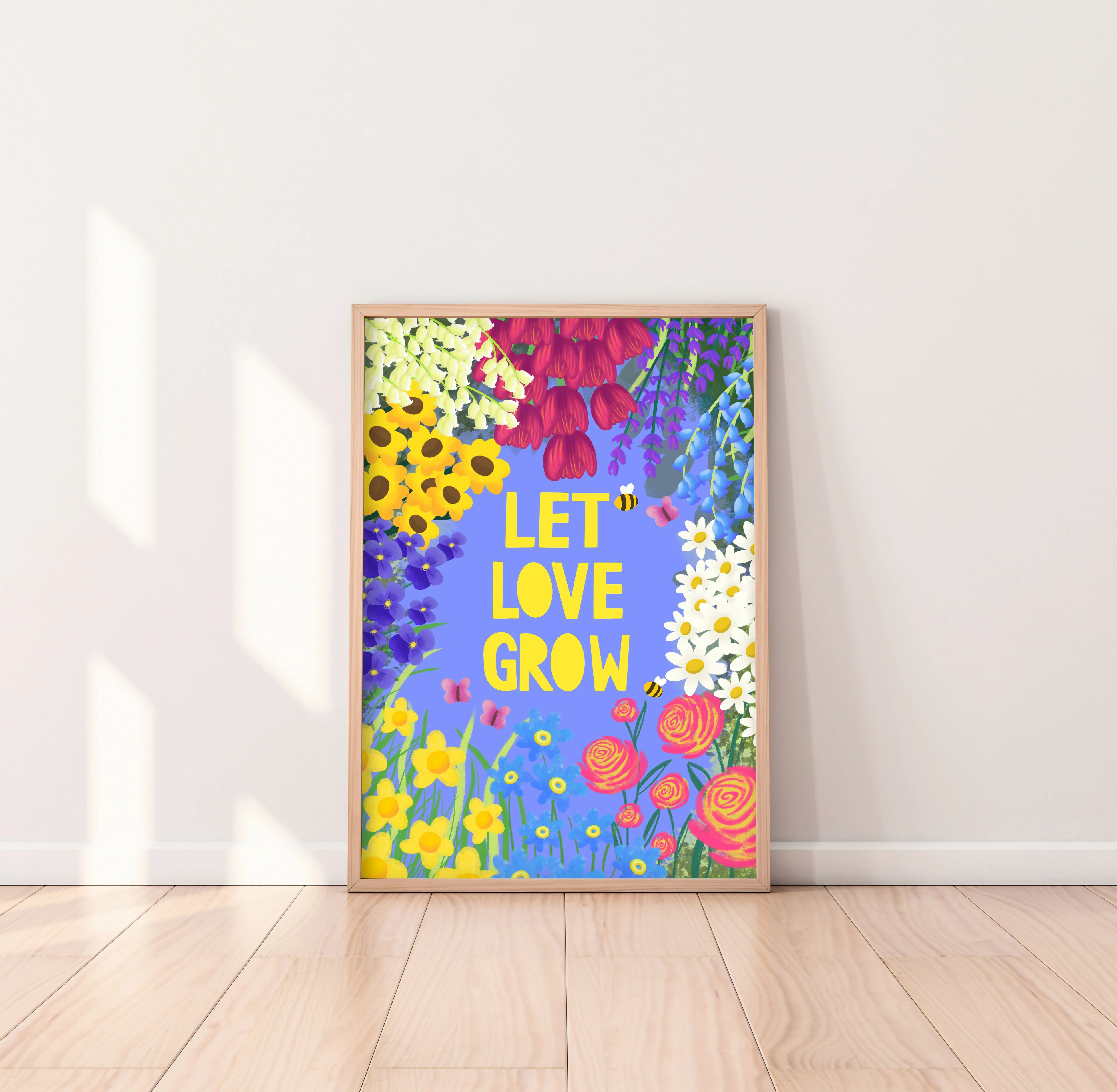 Let Love Grow Flower A4 Art Print