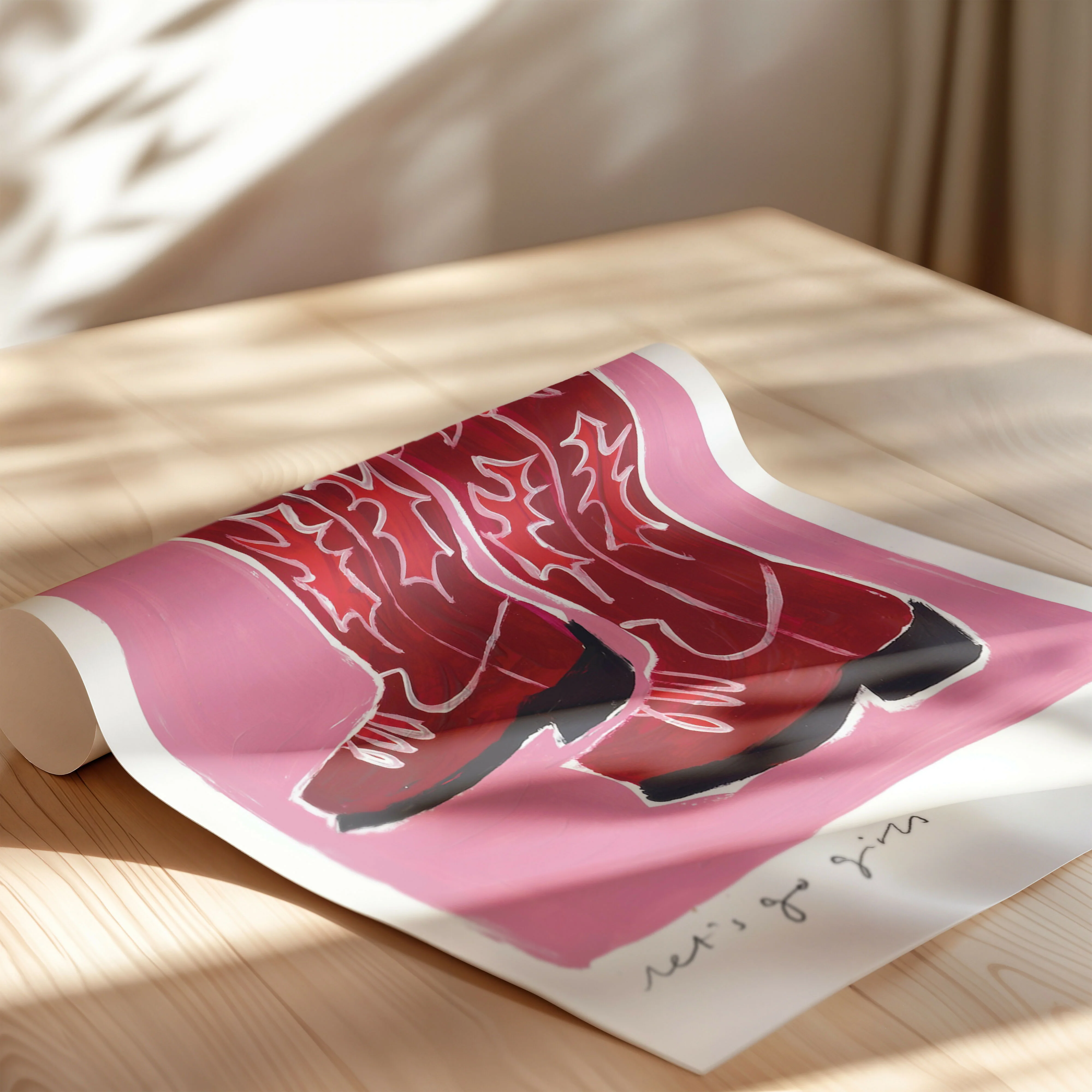 Let's Go Girls Cowboy Boots Pink Art Print - Image 7