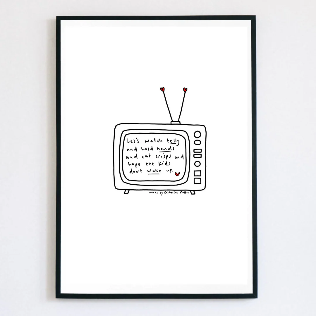 Let's Watch Telly Illustrated Poem Print
