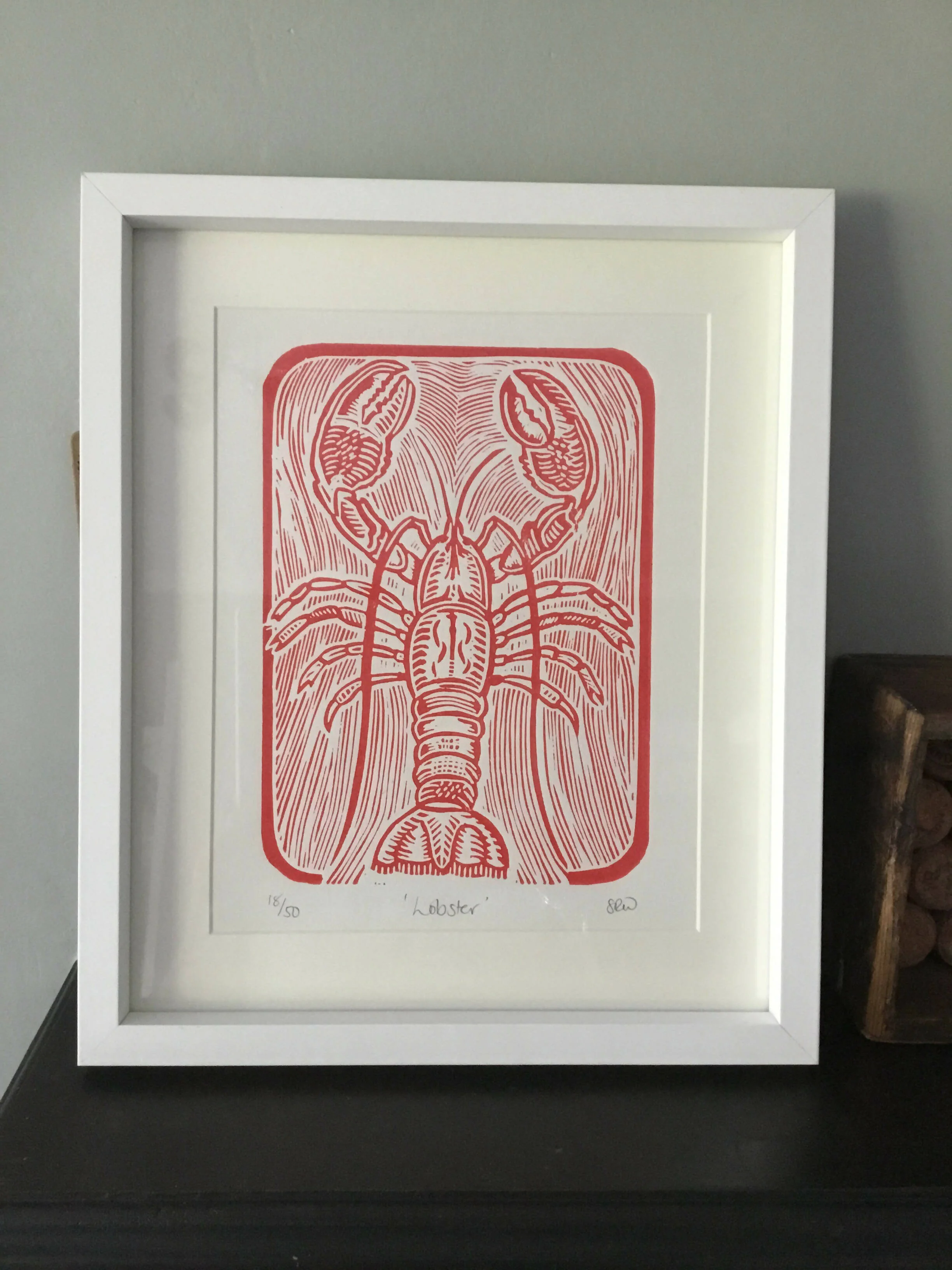 Lobster Framed Lino Cut Print - Image 15