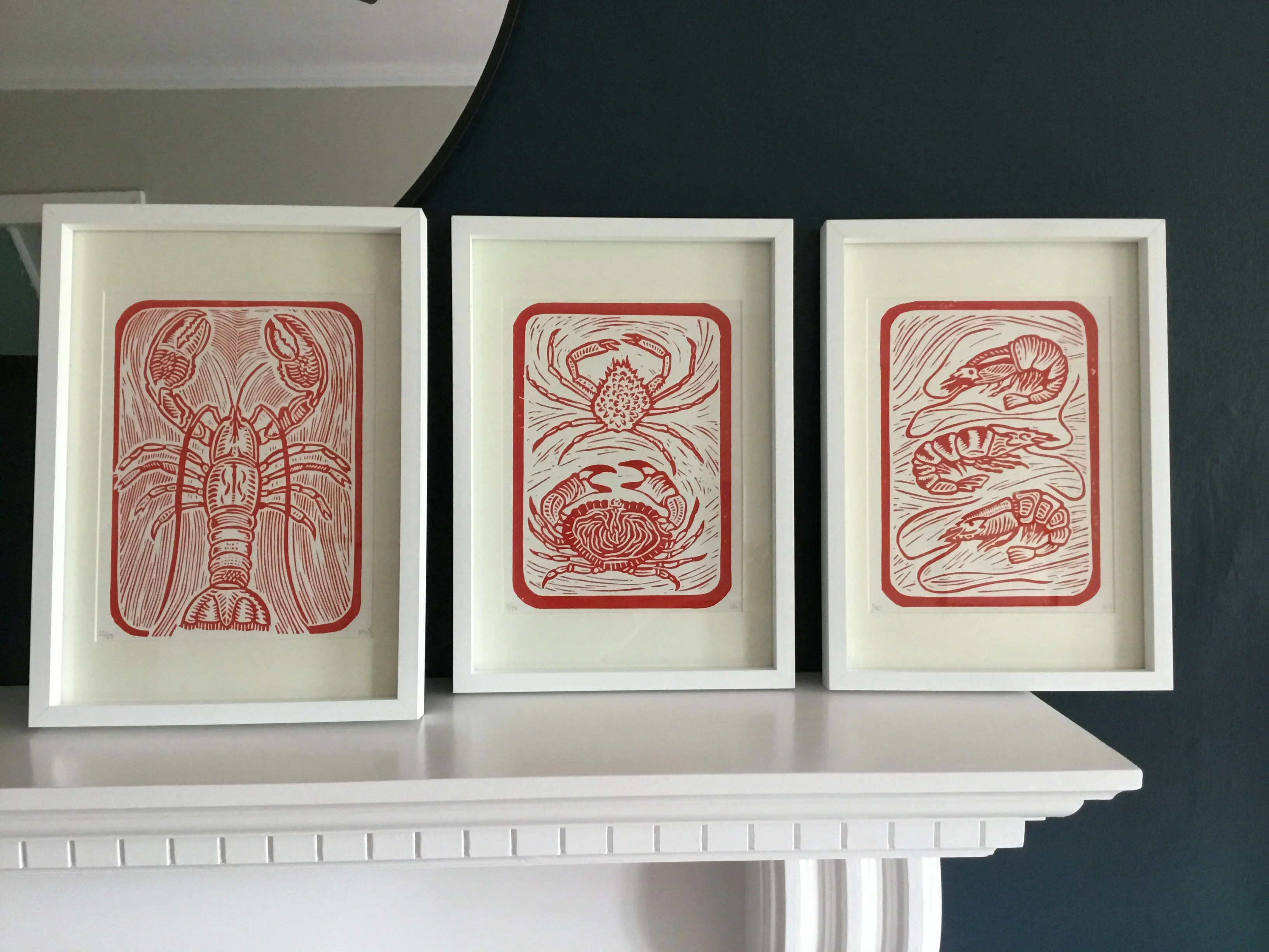 Lobster Framed Lino Cut Print - Image 17