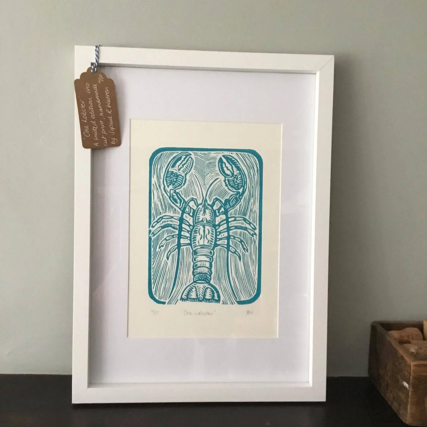 Lobster Framed Lino Cut Print - Image 9