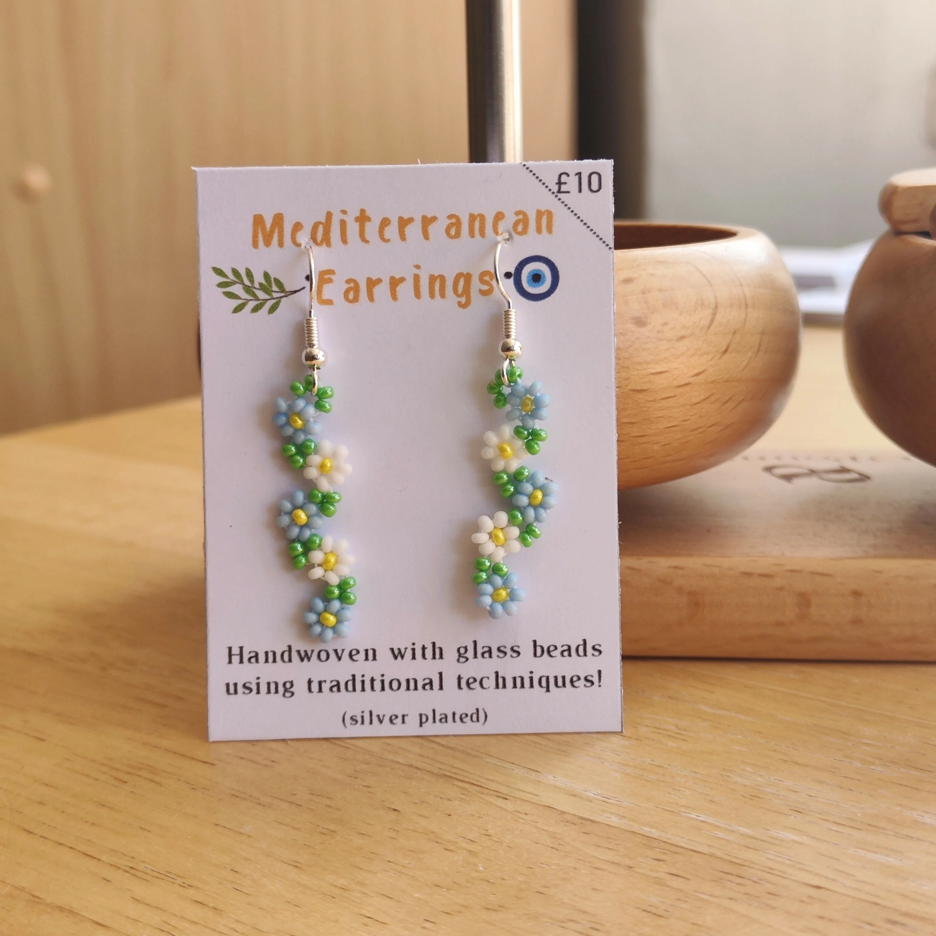 Beaded Flower Earrings – Handmade Colourful Jewellery, Festival Accessories - Image 2