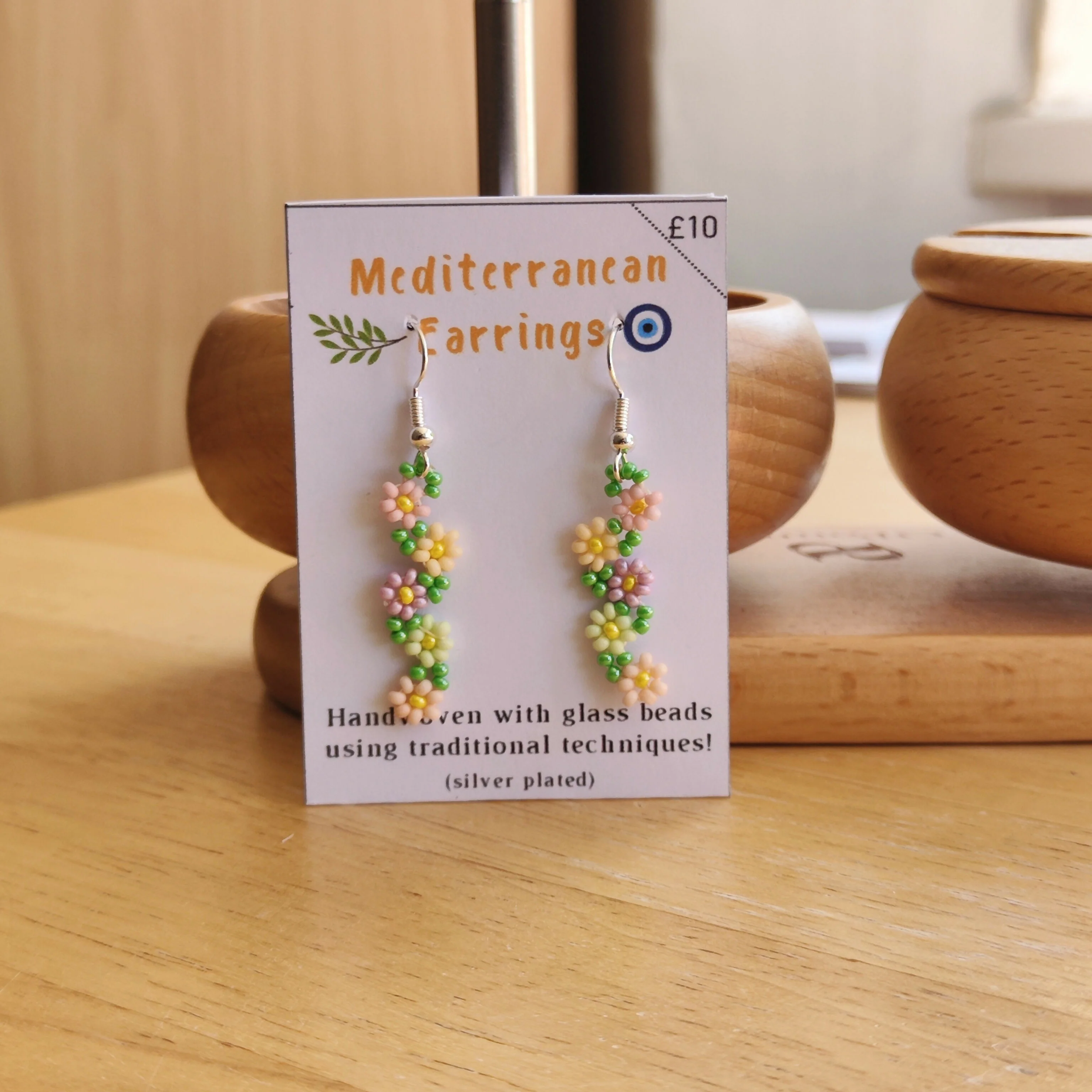 Beaded Flower Earrings – Handmade Colourful Jewellery, Festival Accessories - Image 3