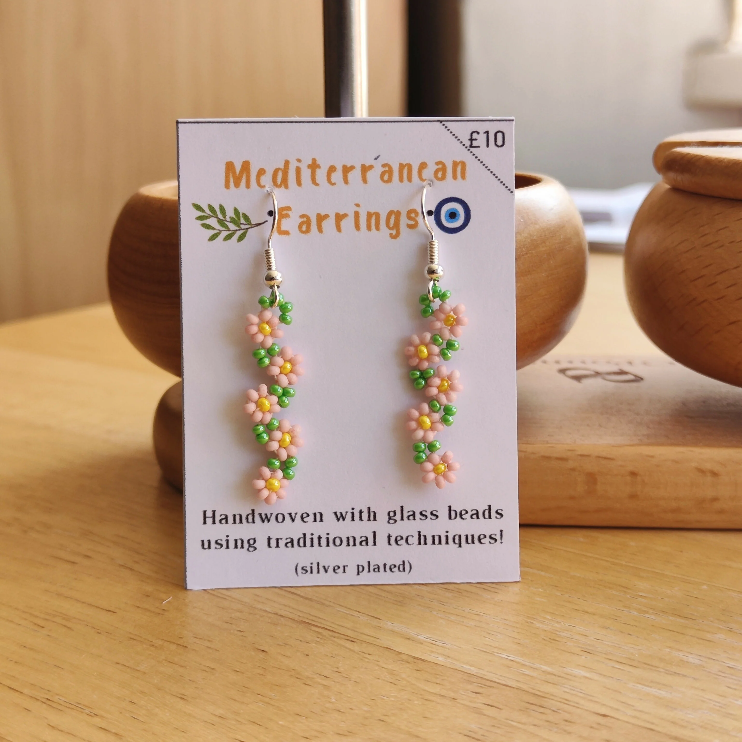 Beaded Flower Earrings – Handmade Colourful Jewellery, Festival Accessories - Image 4