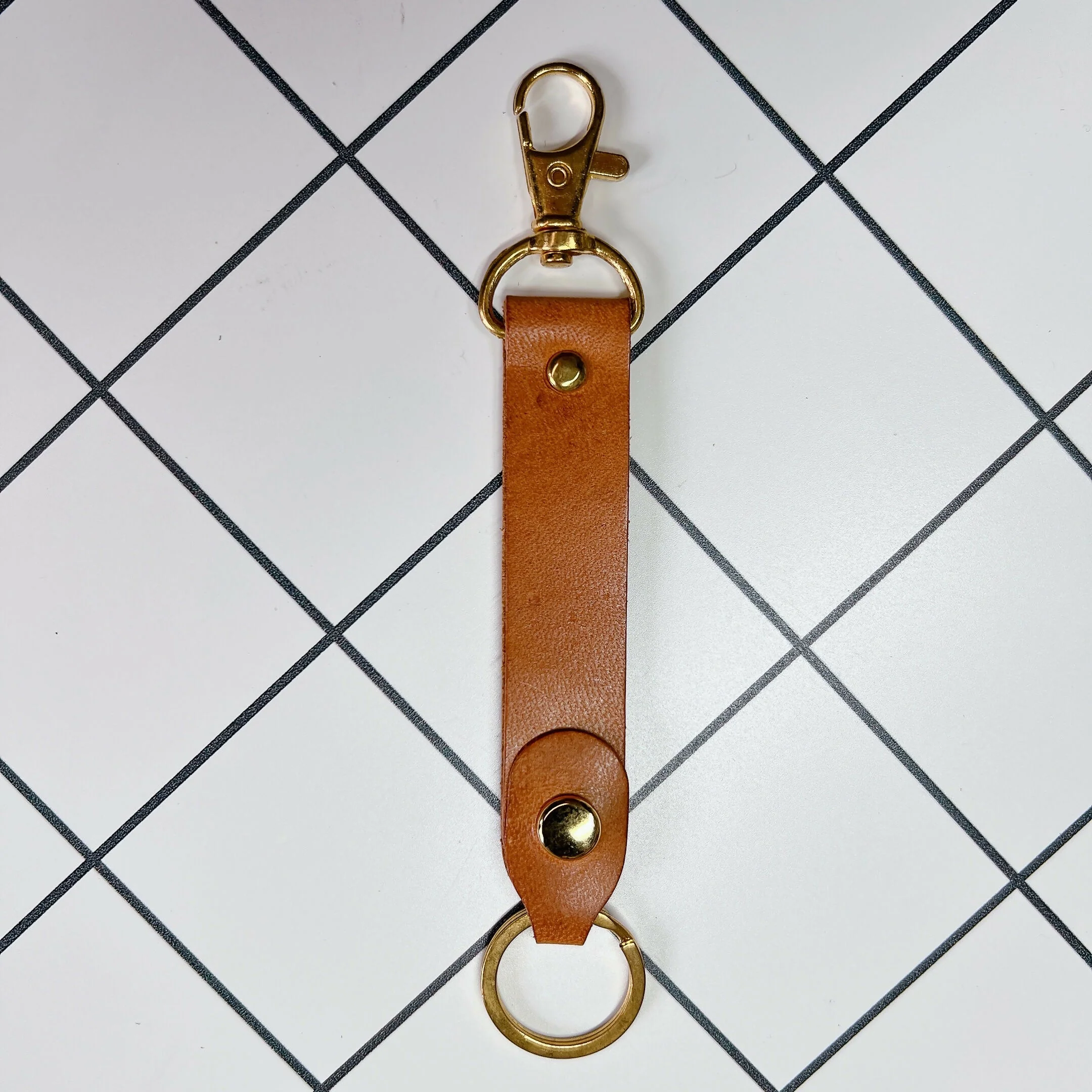 LoopLock Leather Keychain (Gold-tone Hardware) - Image 2