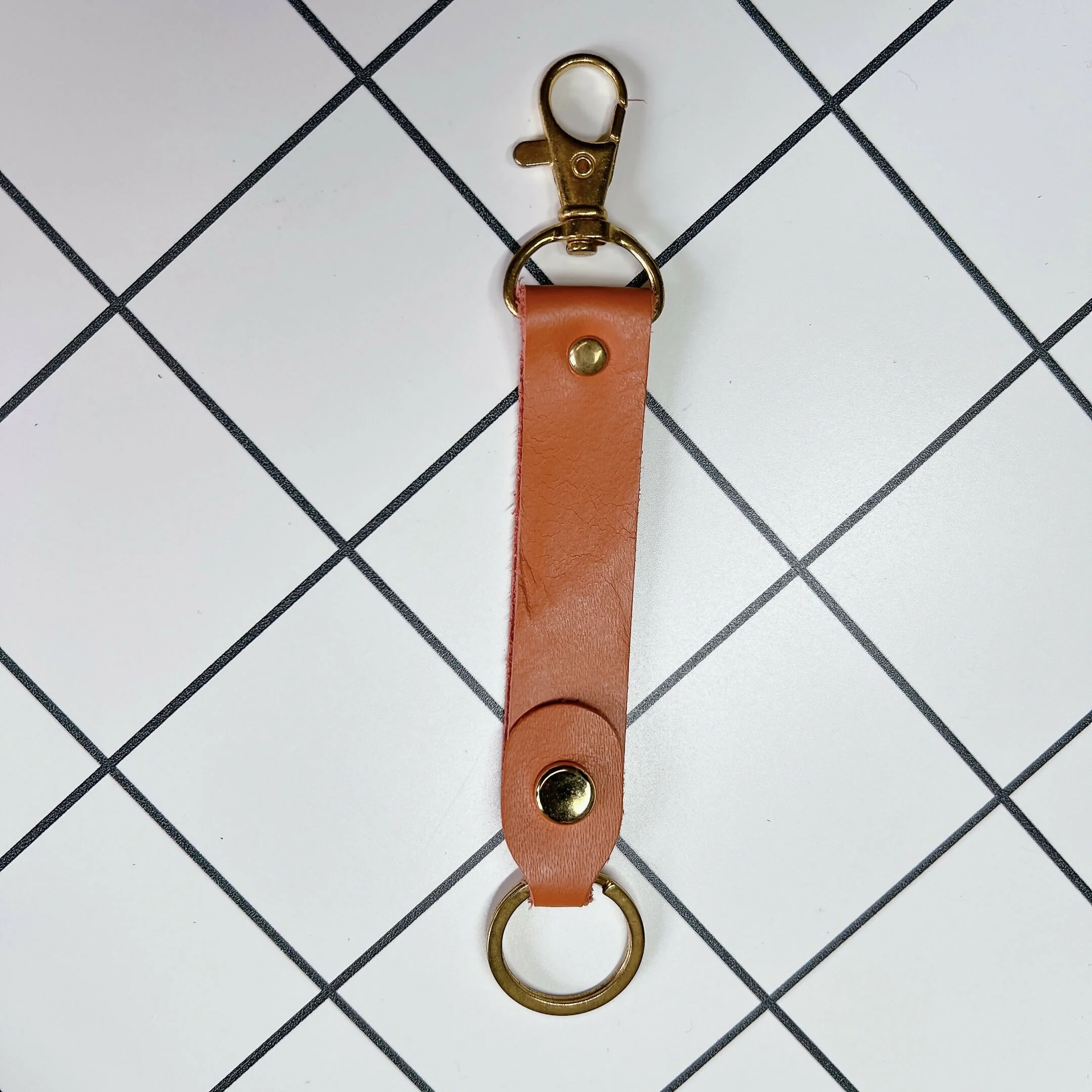 LoopLock Leather Keychain (Gold-tone Hardware) - Image 3