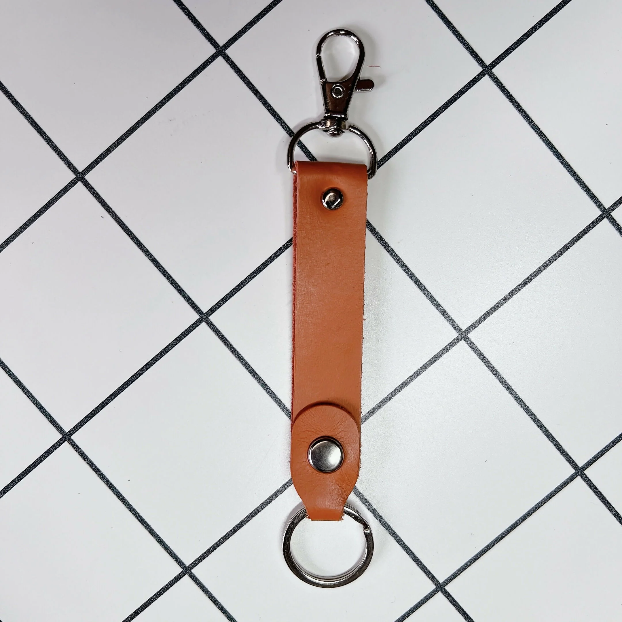 LoopLock Leather Keychain (Silver-tone Hardware) - Image 2