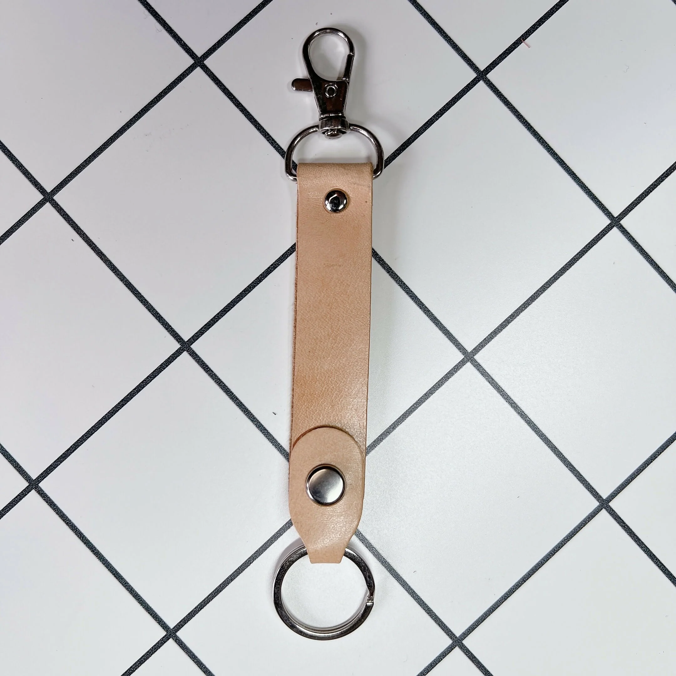 LoopLock Leather Keychain (Silver-tone Hardware) - Image 3